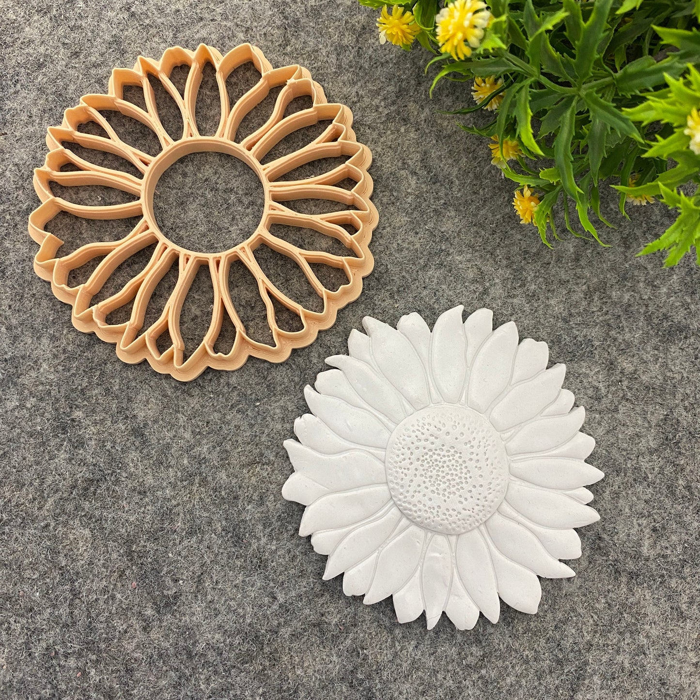 Sunflower Trinket Dish Clay Cutter: 4-inch Polymer Clay Tool #679
