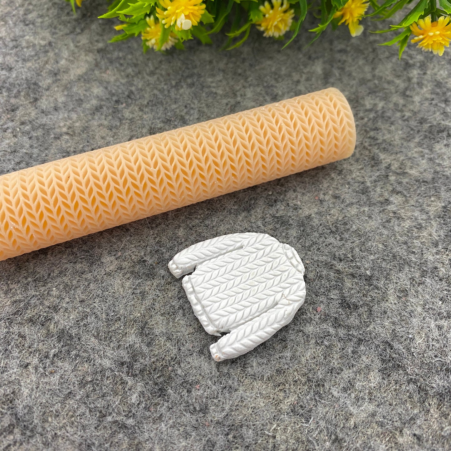 Knit Texture Roller for Polymer Clay: Sweater Patterned Clay Tool #112