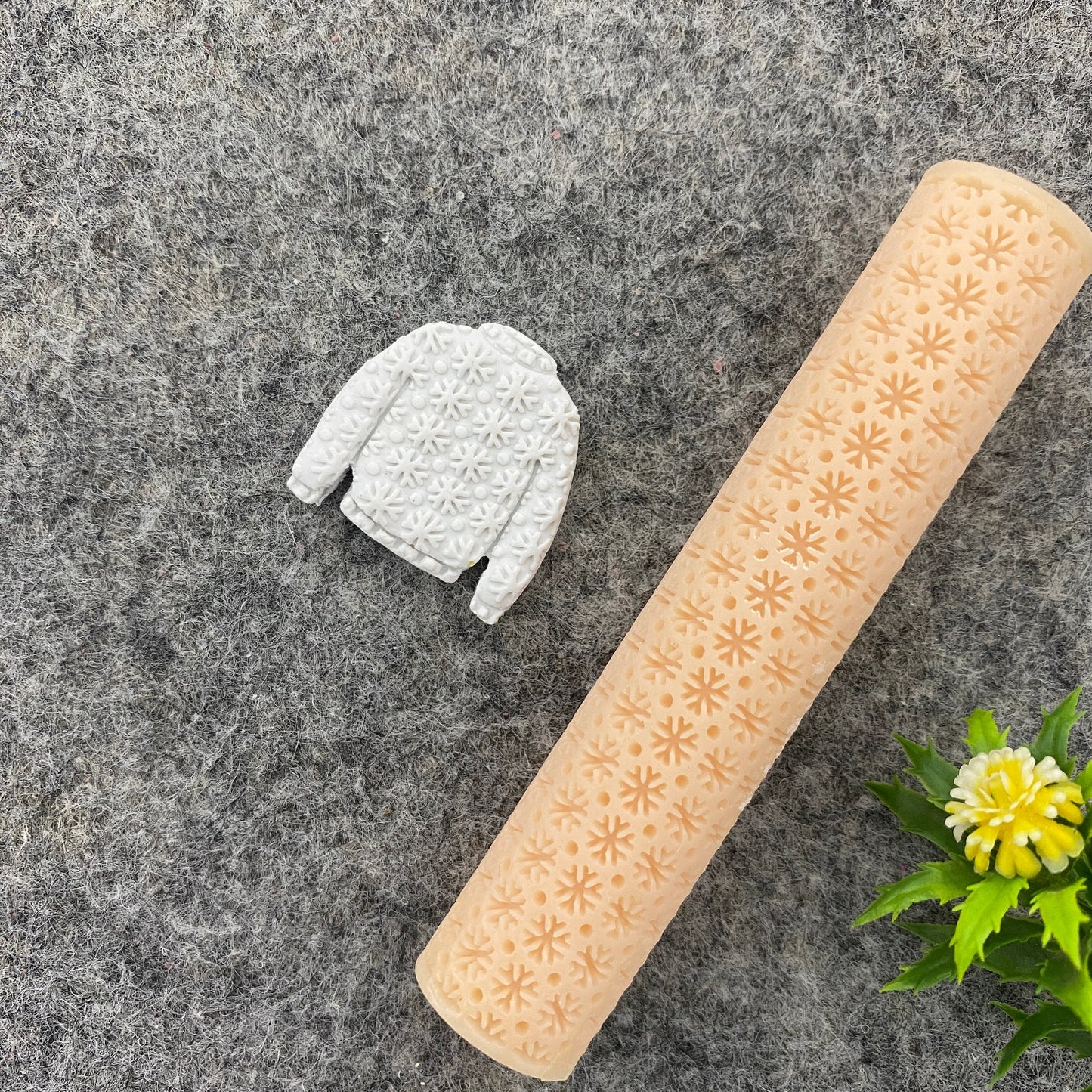 Snowflakes Texture Roller for Polymer Clay, Clay Tools, Diy Earrings, Knit Sweater Patterned Polymer Clay Roller, Christmas roller #111