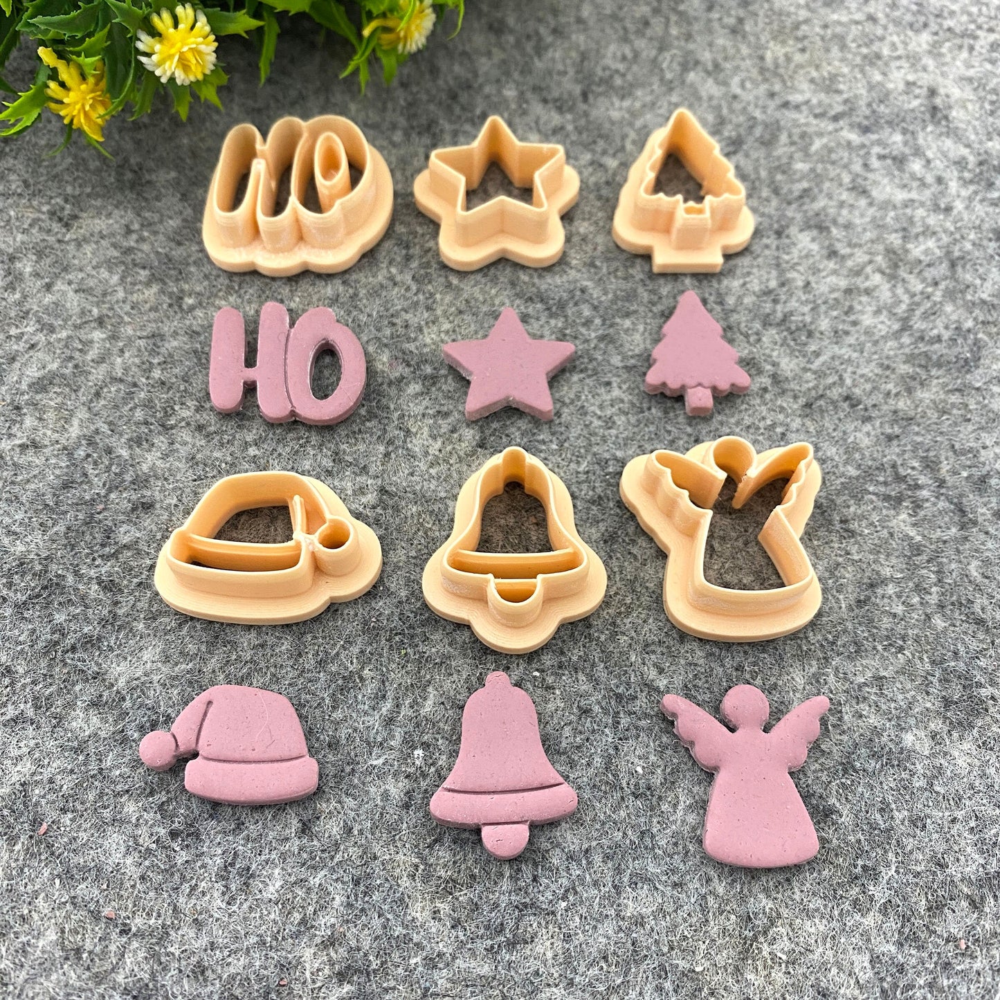 Christmas Clay cutters, Polymer Clay Cutters for Christmas | Winter Holiday Clay Earring Cutters | HO, Star, Xmas tree, Cap, Bell, Angel