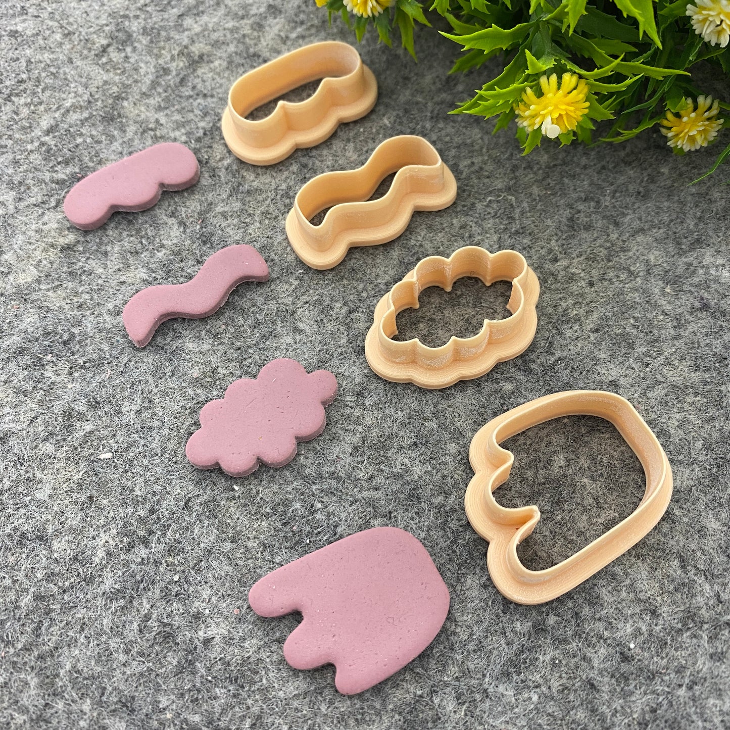 Wiggly Tulip Clay Cutter Set: Polymer Earring Jewelry Tools #659
