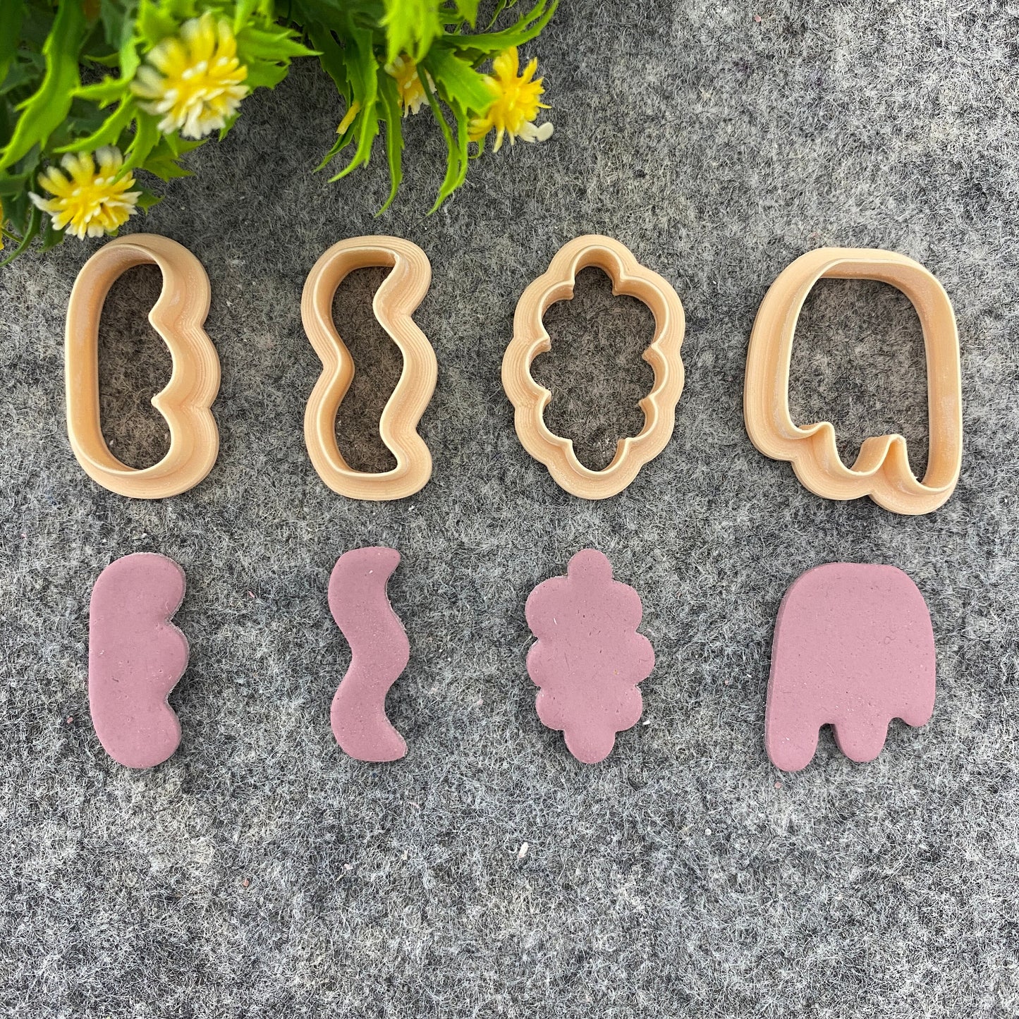 Wiggly Tulip Clay Cutter Set: Polymer Earring Jewelry Tools #659