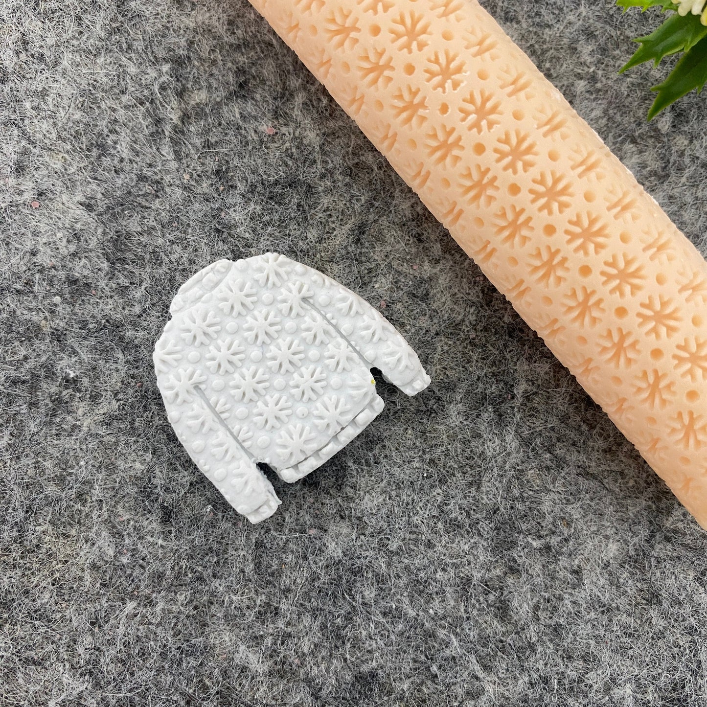 Snowflake Texture Roller for Polymer Clay: Knit Sweater Pattern #111