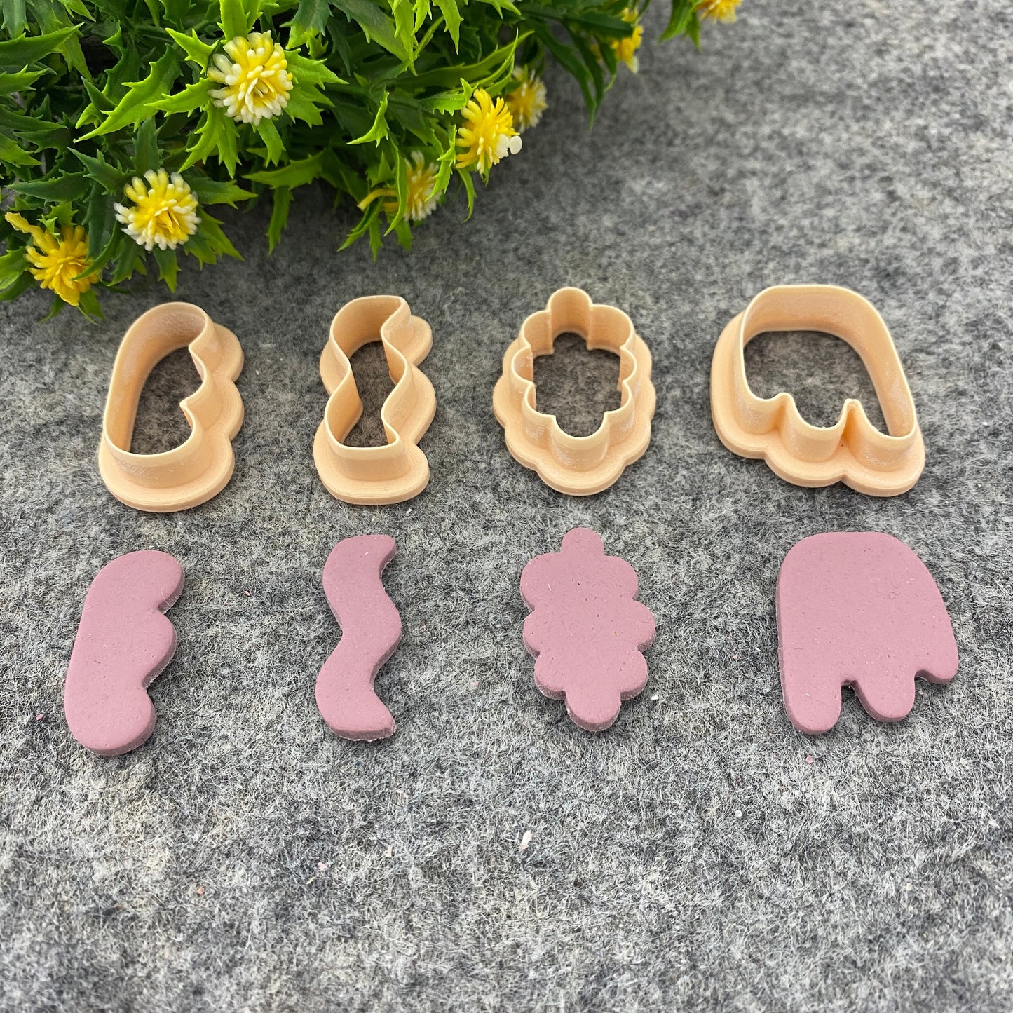 Wiggly Tulip Clay Cutter Set: Polymer Earring Jewelry Tools #659