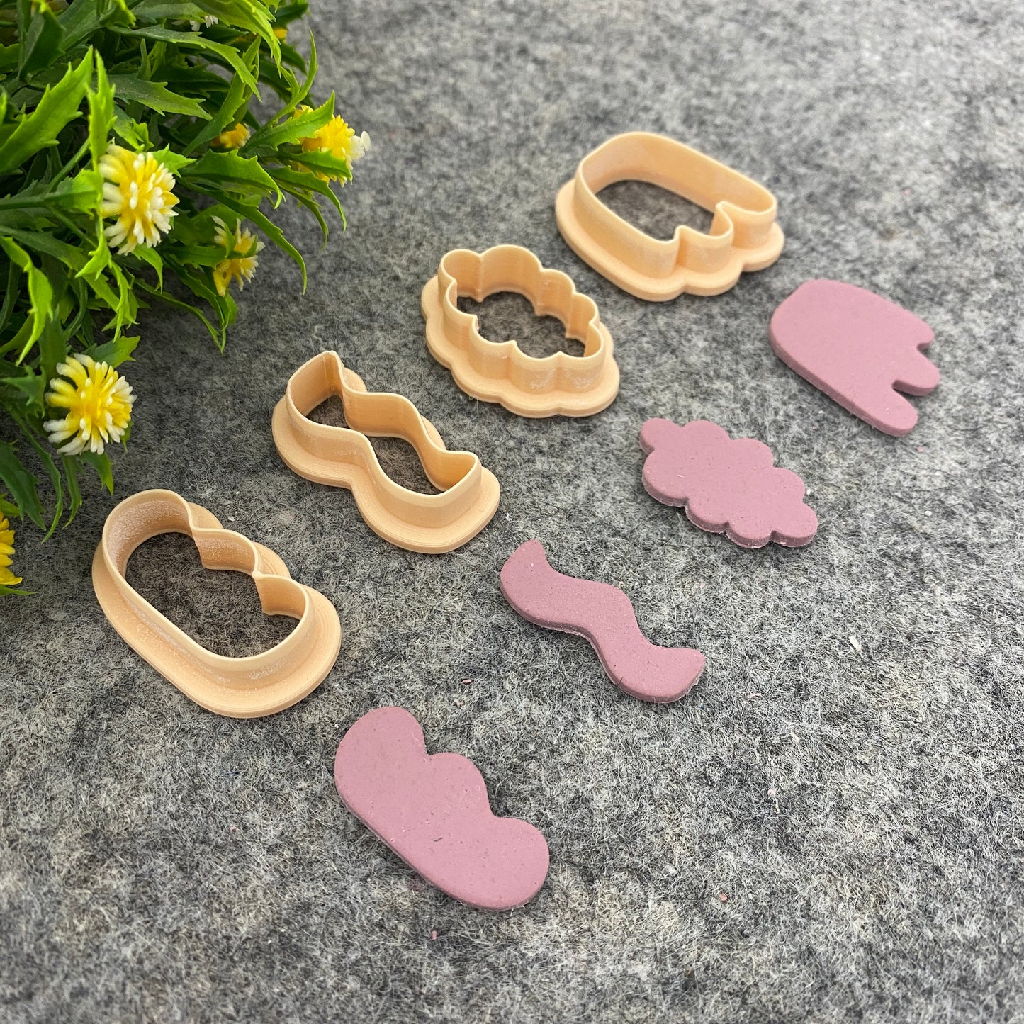 Wiggly Tulip Clay Cutter Set: Polymer Earring Jewelry Tools #659