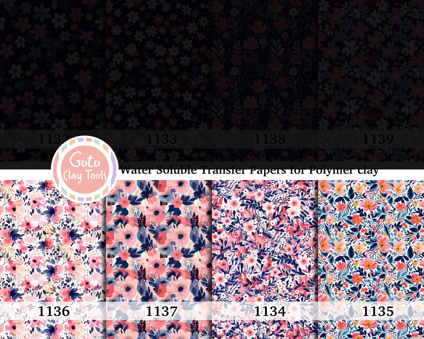 Floral Water Soluble Transfer Paper for Polymer Clay (4x5.5 inch)