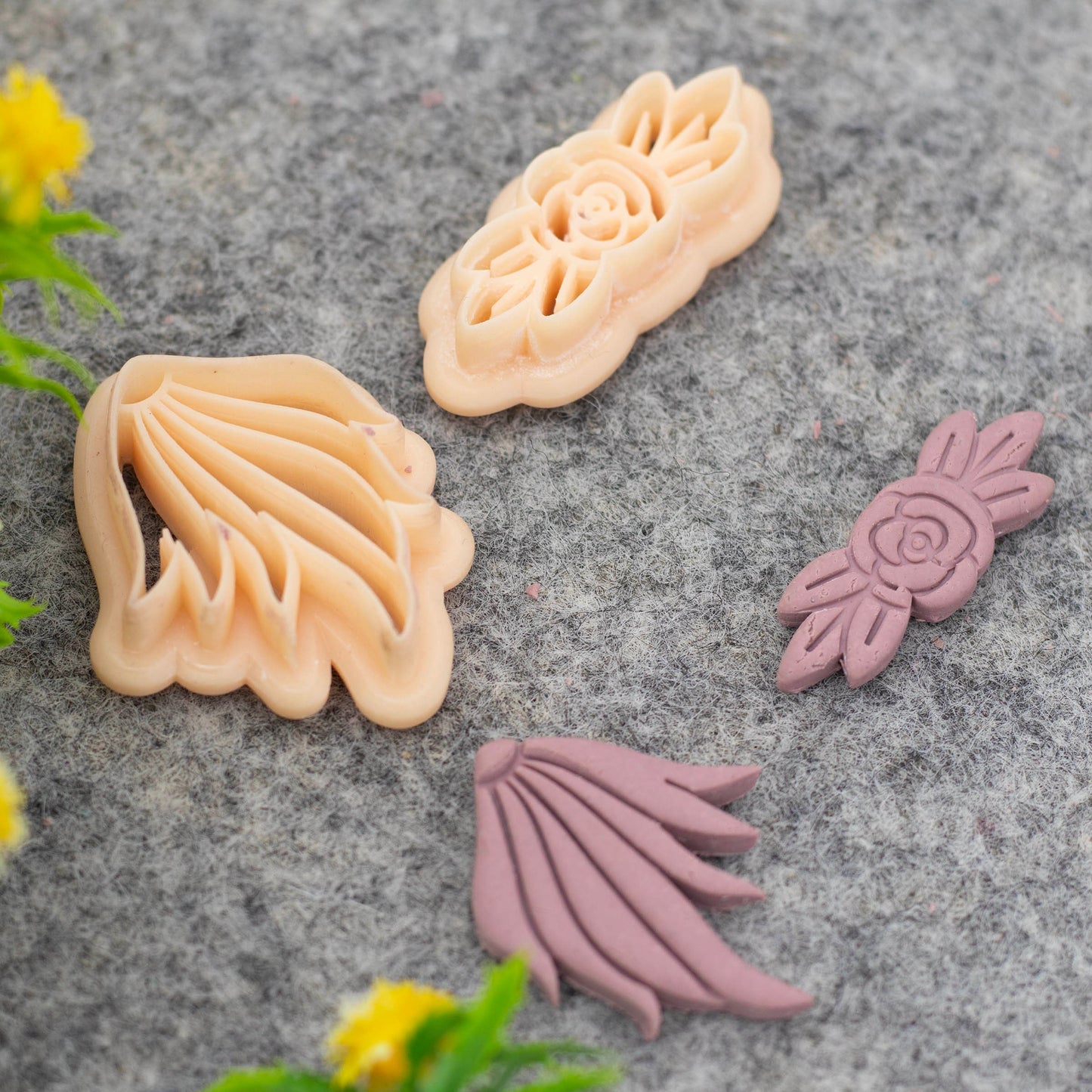 Ornamental embossed clay cutter, Rose polymer clay cutter for earring making #686-SET-3