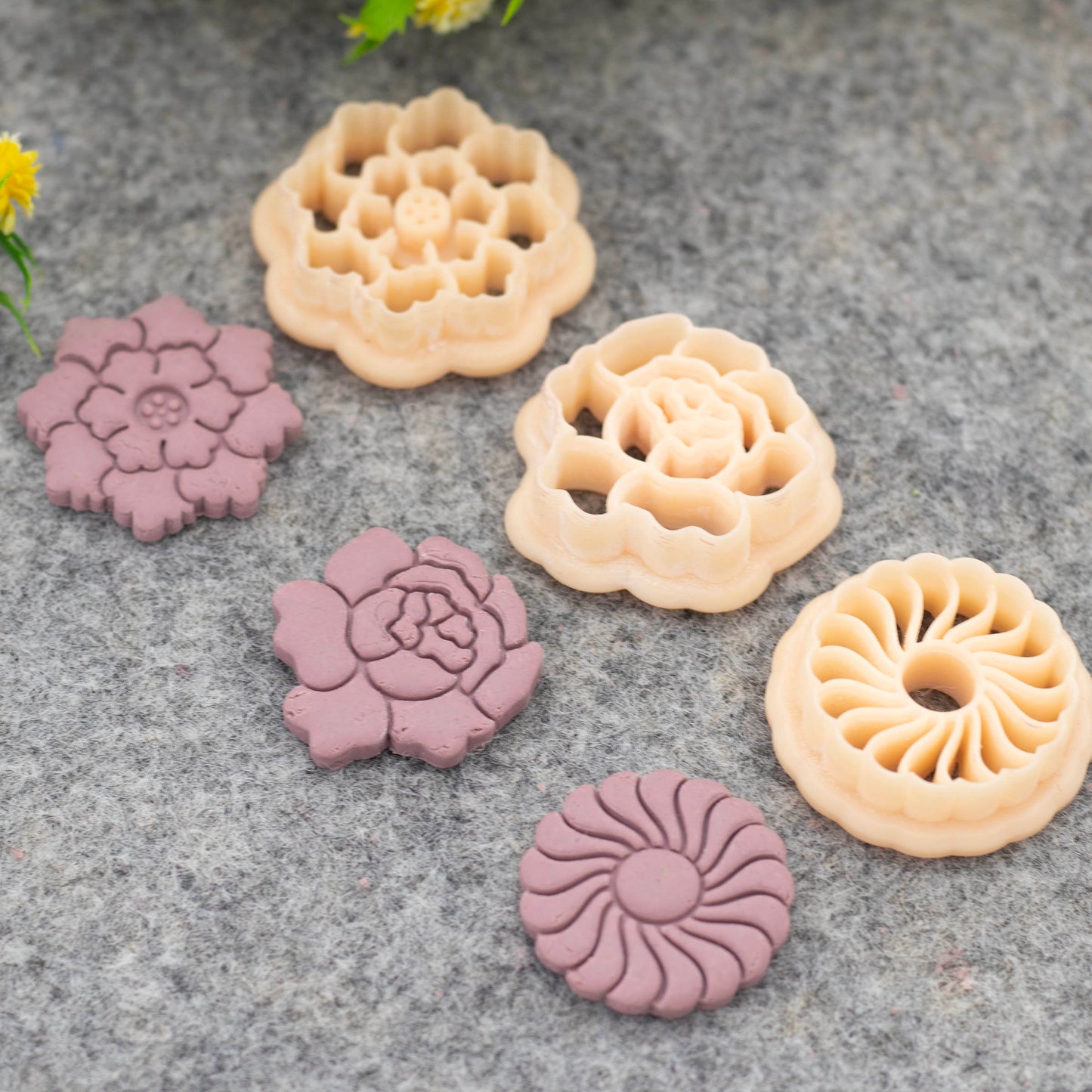 Embossed Flower clay cutter, Rose polymer clay cutter for earring making #686-SET-2