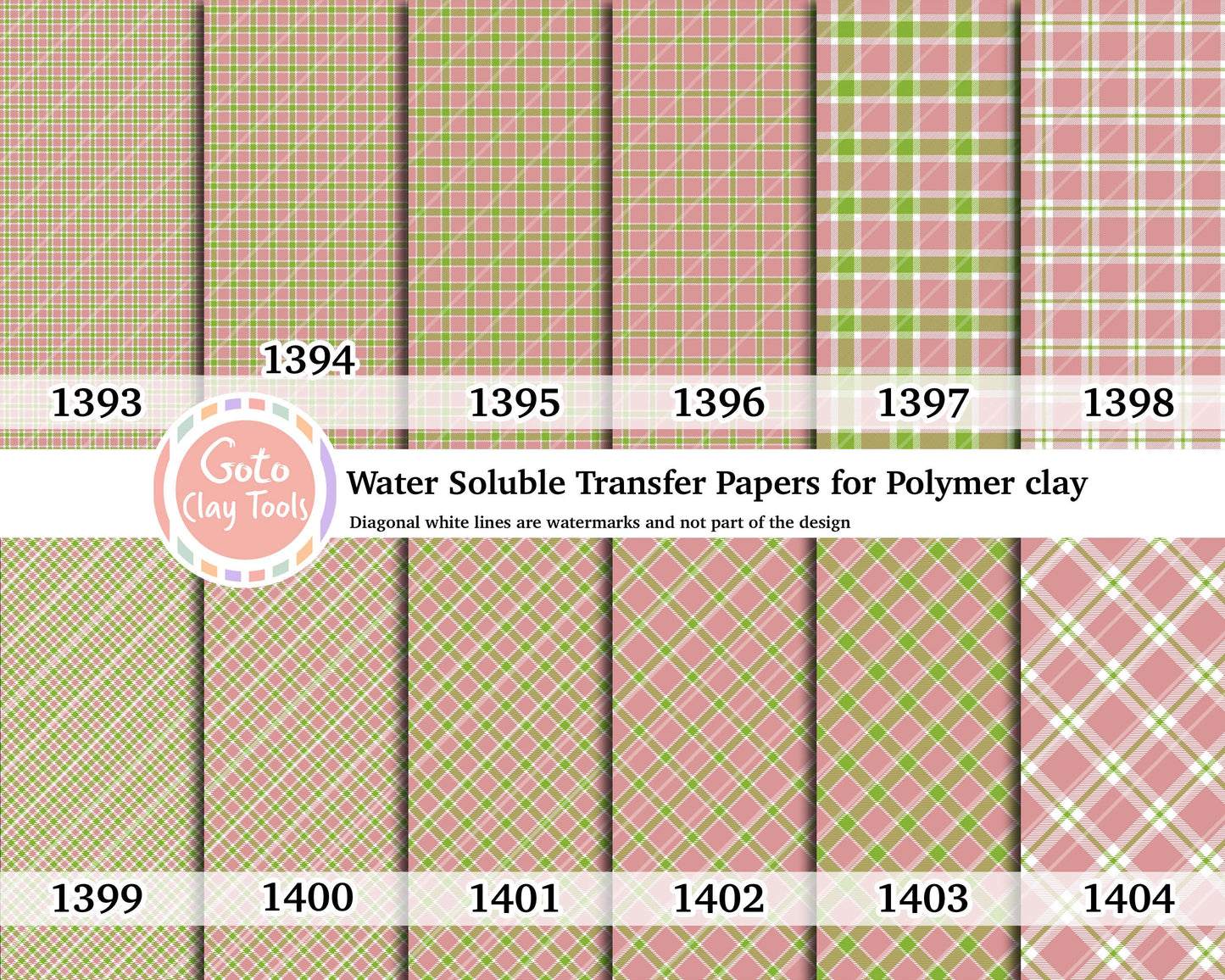 Christmas Plaid Water Soluble Transfer Paper for Polymer Clay