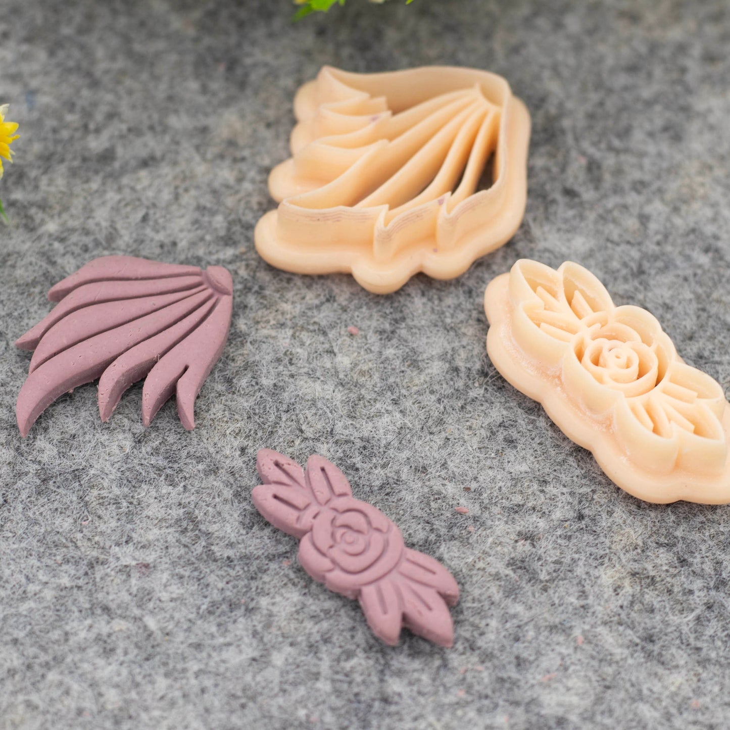 Embossed Rose Clay Cutter Set: Polymer Clay Earring Making #686-SET-3