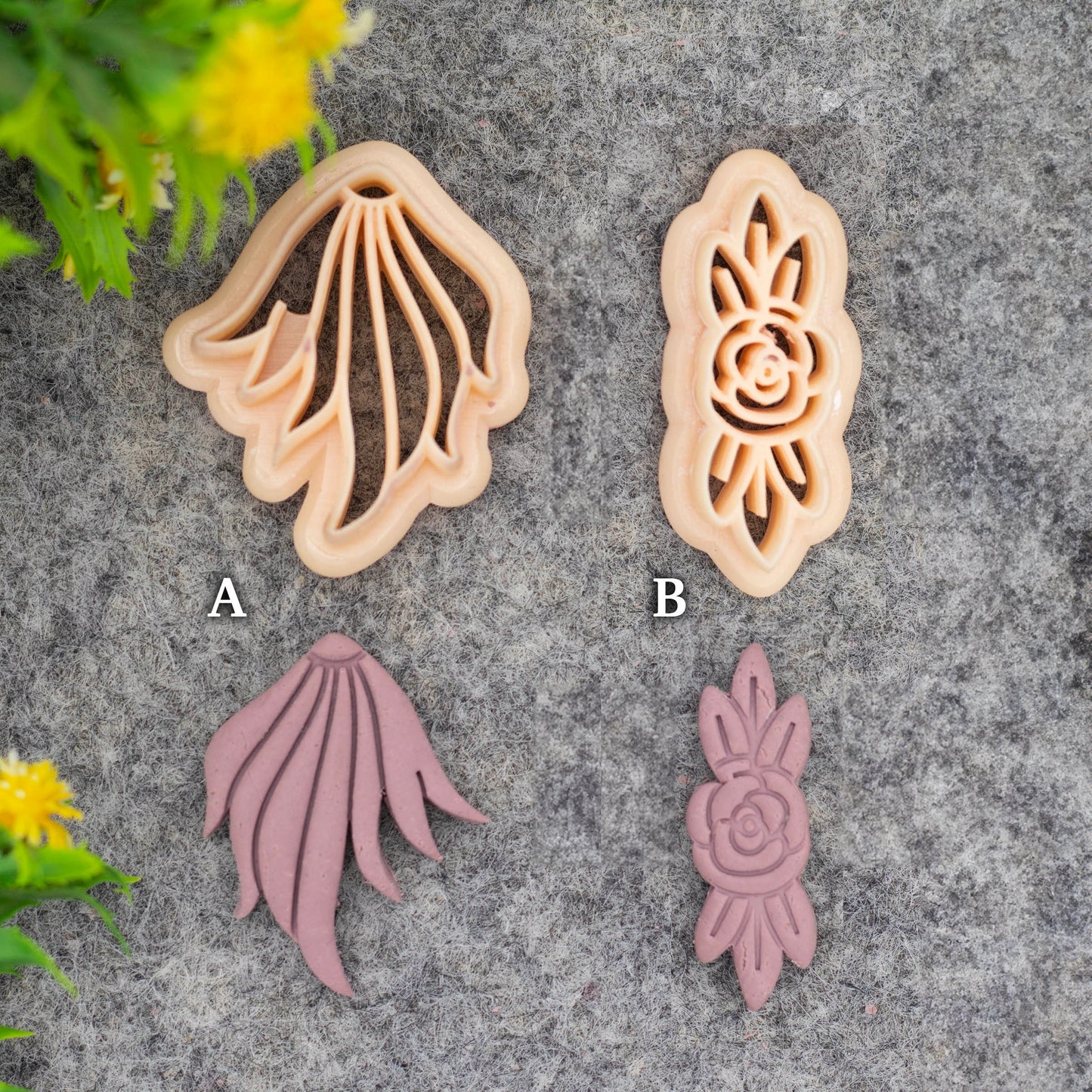 Embossed Rose Clay Cutter Set: Polymer Clay Earring Making #686-SET-3