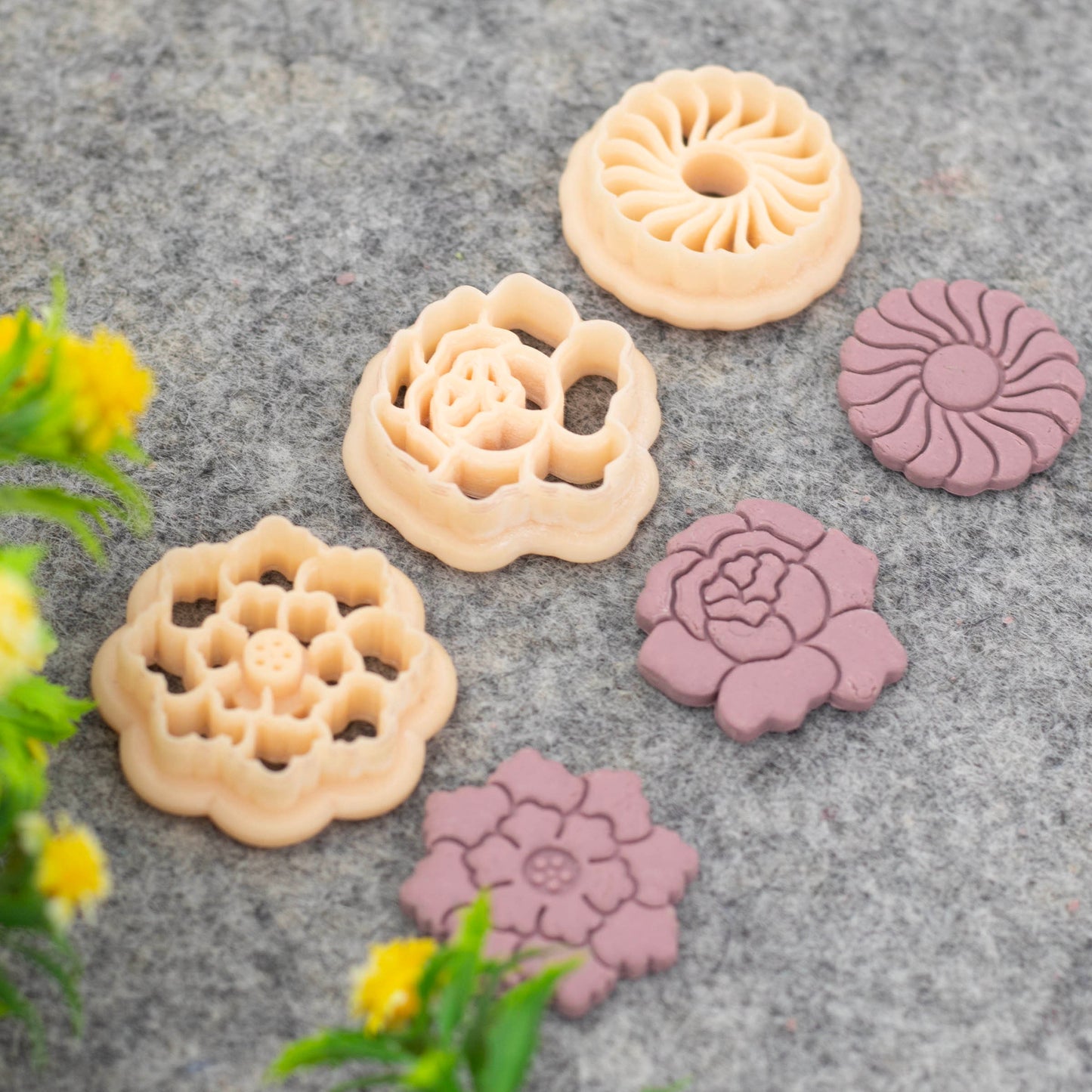Embossed Flower clay cutter, Rose polymer clay cutter for earring making #686-SET-2