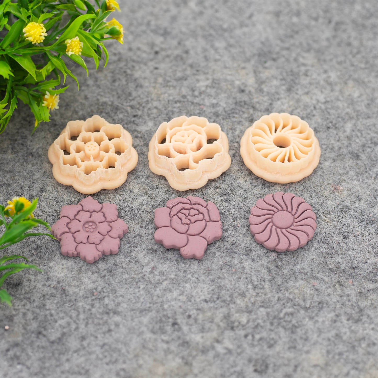 Embossed Flower clay cutter, Rose polymer clay cutter for earring making #686-SET-2