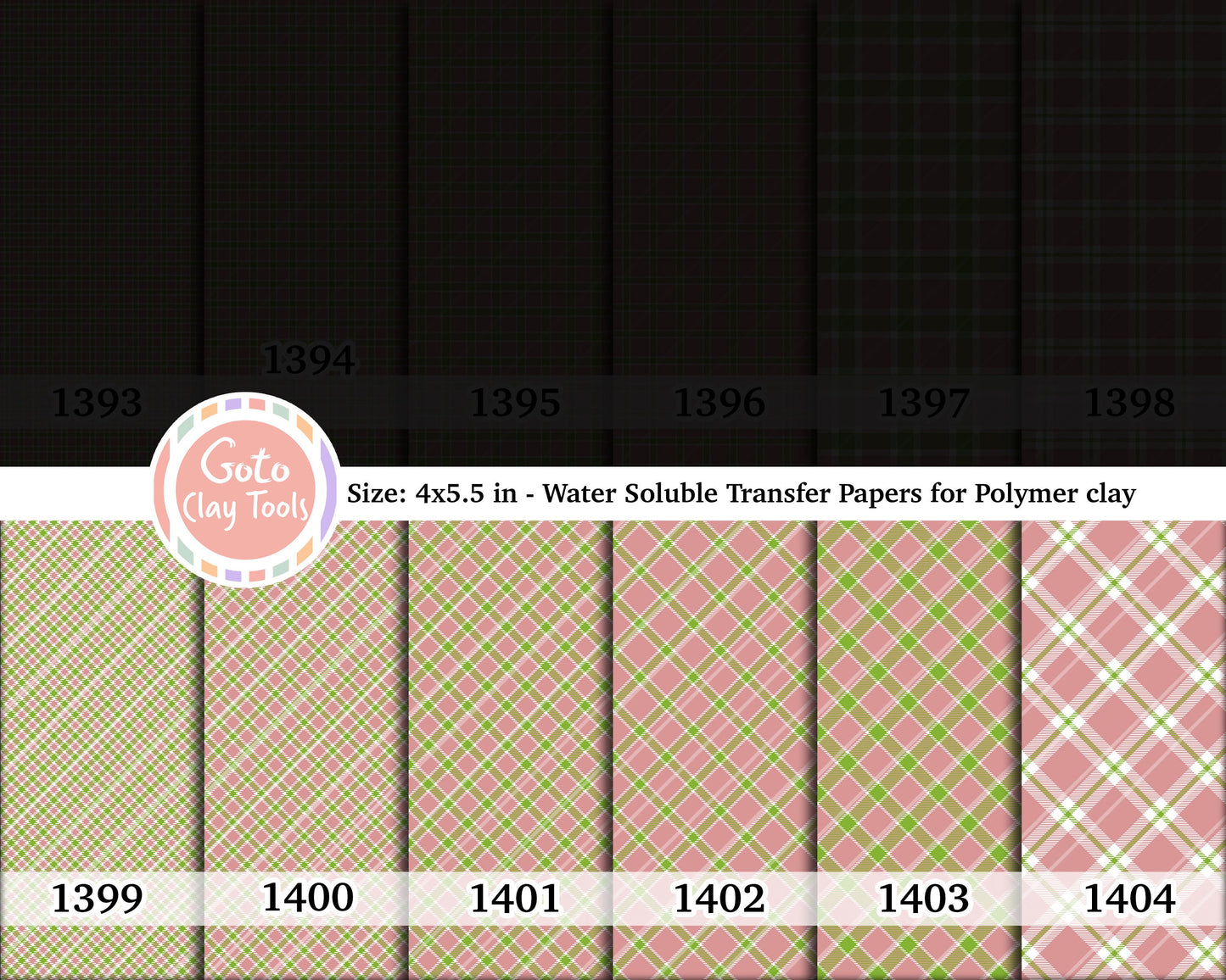 Christmas Plaid Water Soluble Transfer Paper for Polymer Clay