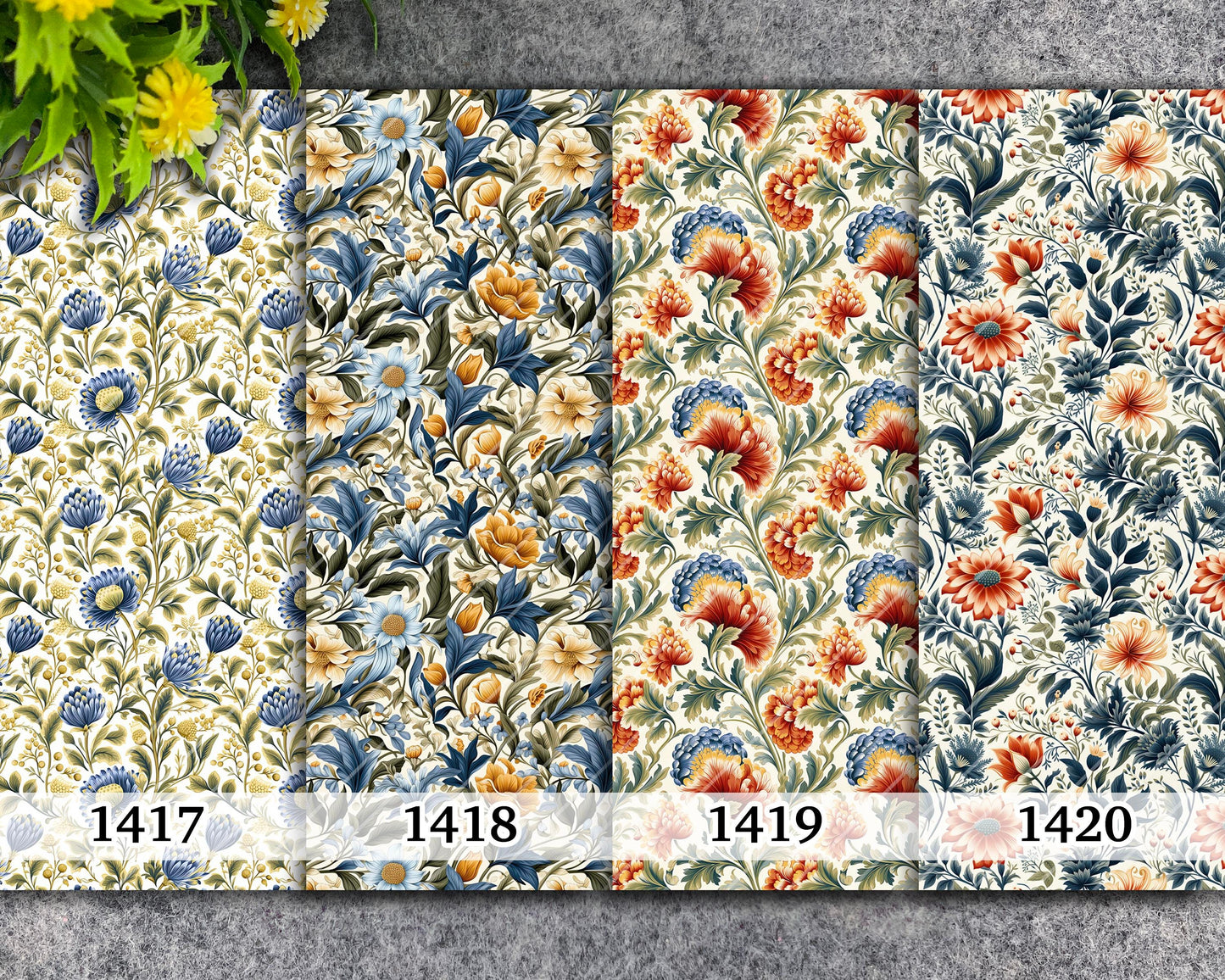 Floral Polymer Clay Transfer Paper: William Morris Style (4x5.5 inches)