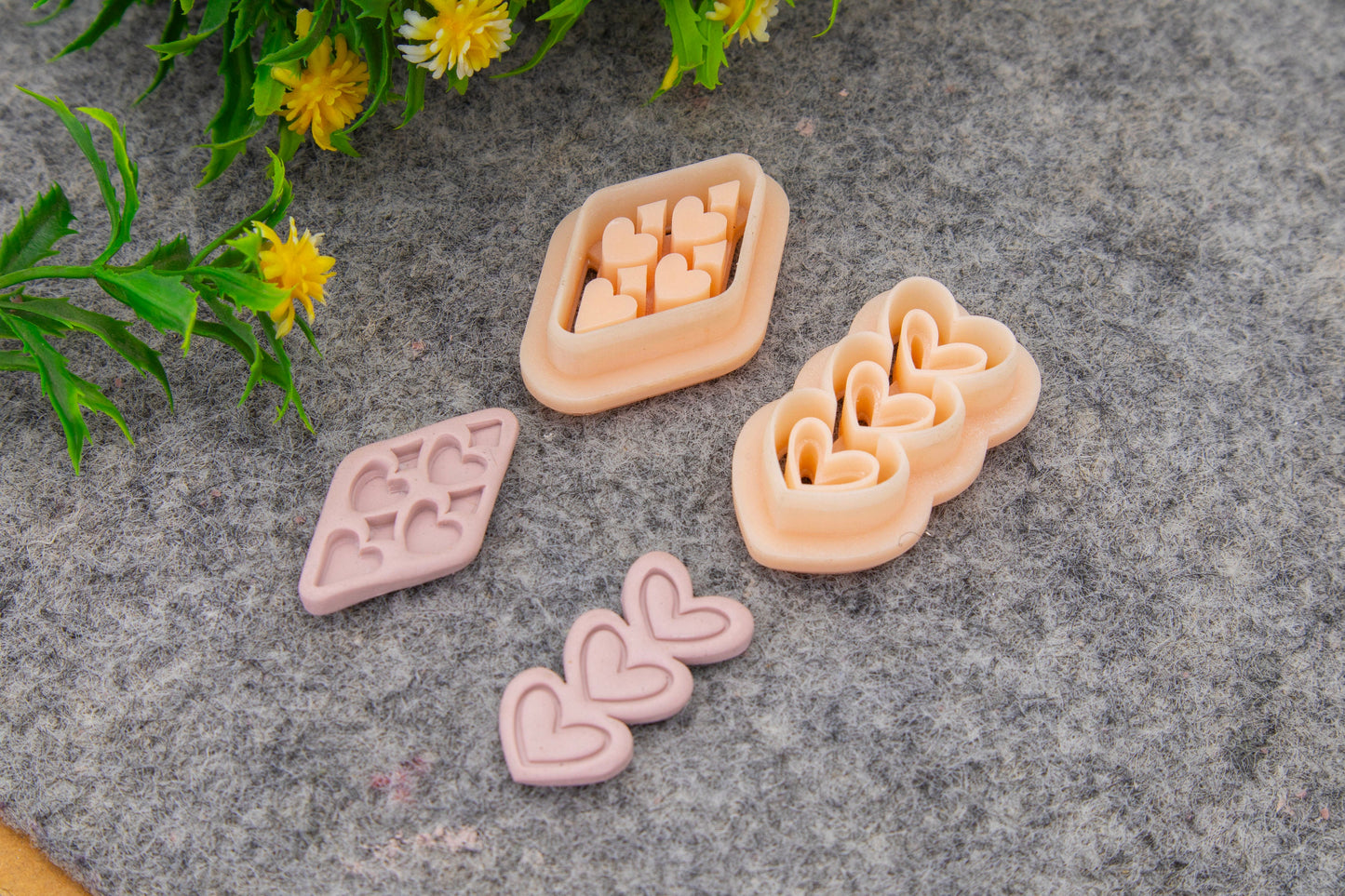 Valentine heart diamond embossed clay cutter, polymer clay cutter for earring making #696
