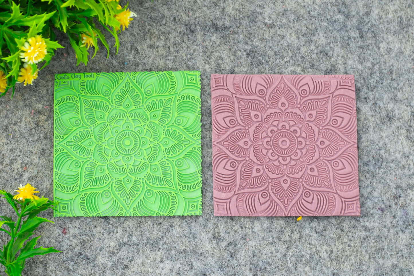 Mandala with Cutter Texture mat for polymer clay, Polymer Clay Rubber Texture mat, Texture Tile mats, Rubber Texture Sheet #M-2