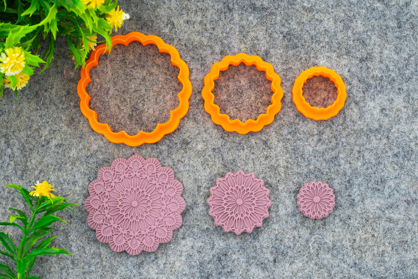 Mandala with Cutter Texture mat for polymer clay, Polymer Clay Rubber Texture mat, Texture Tile mats, Fimo, Sculpey, Cernit #M3