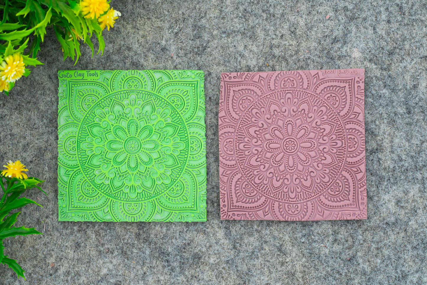 Mandala with Cutter Texture mat for polymer clay, Polymer Clay Rubber Texture mat, Texture Tile mats, Rubber Texture Sheet #M-4