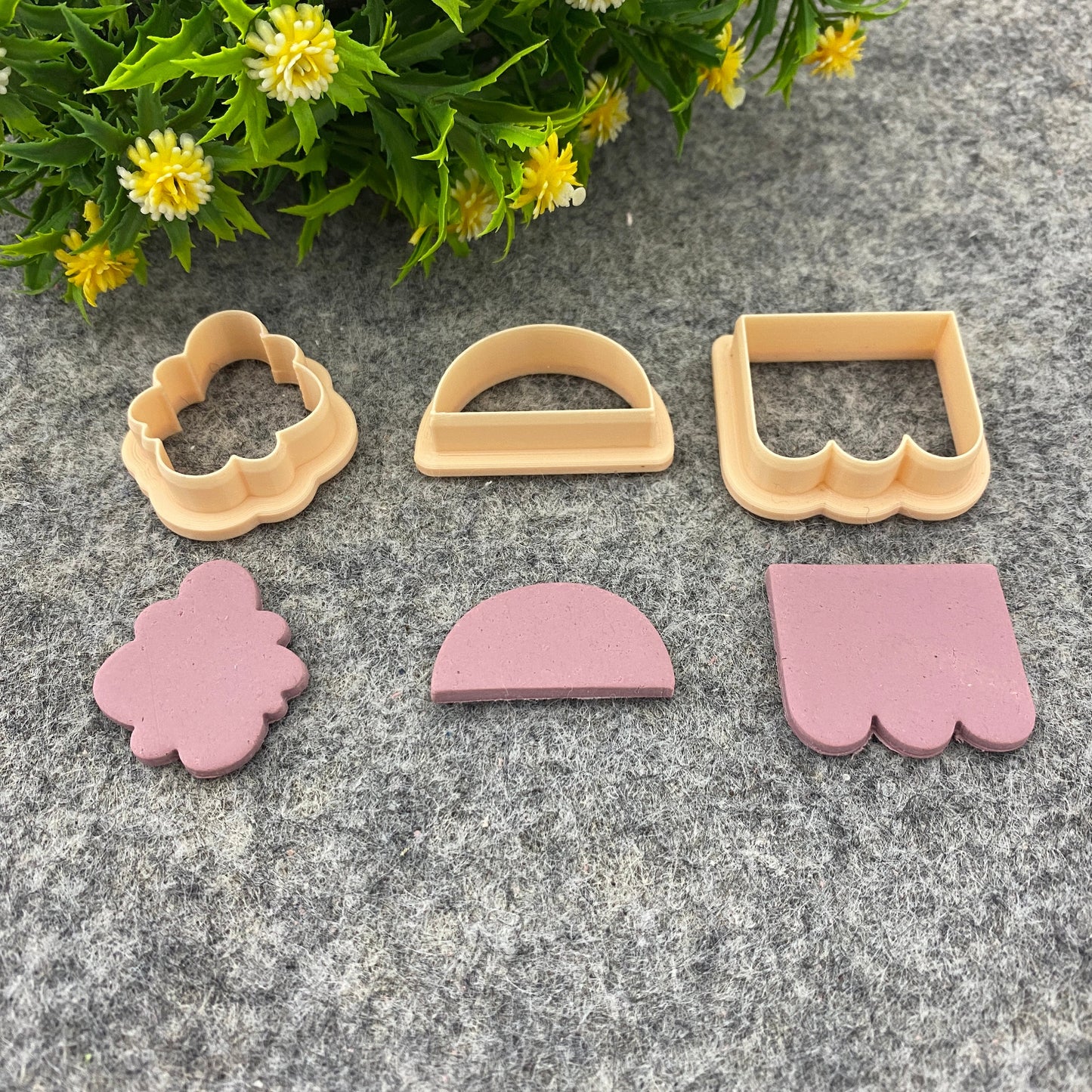 Organic shape clay cutter, polymer clay cutter for earring making, Half circle, Cloud, and Bunting shapes #672