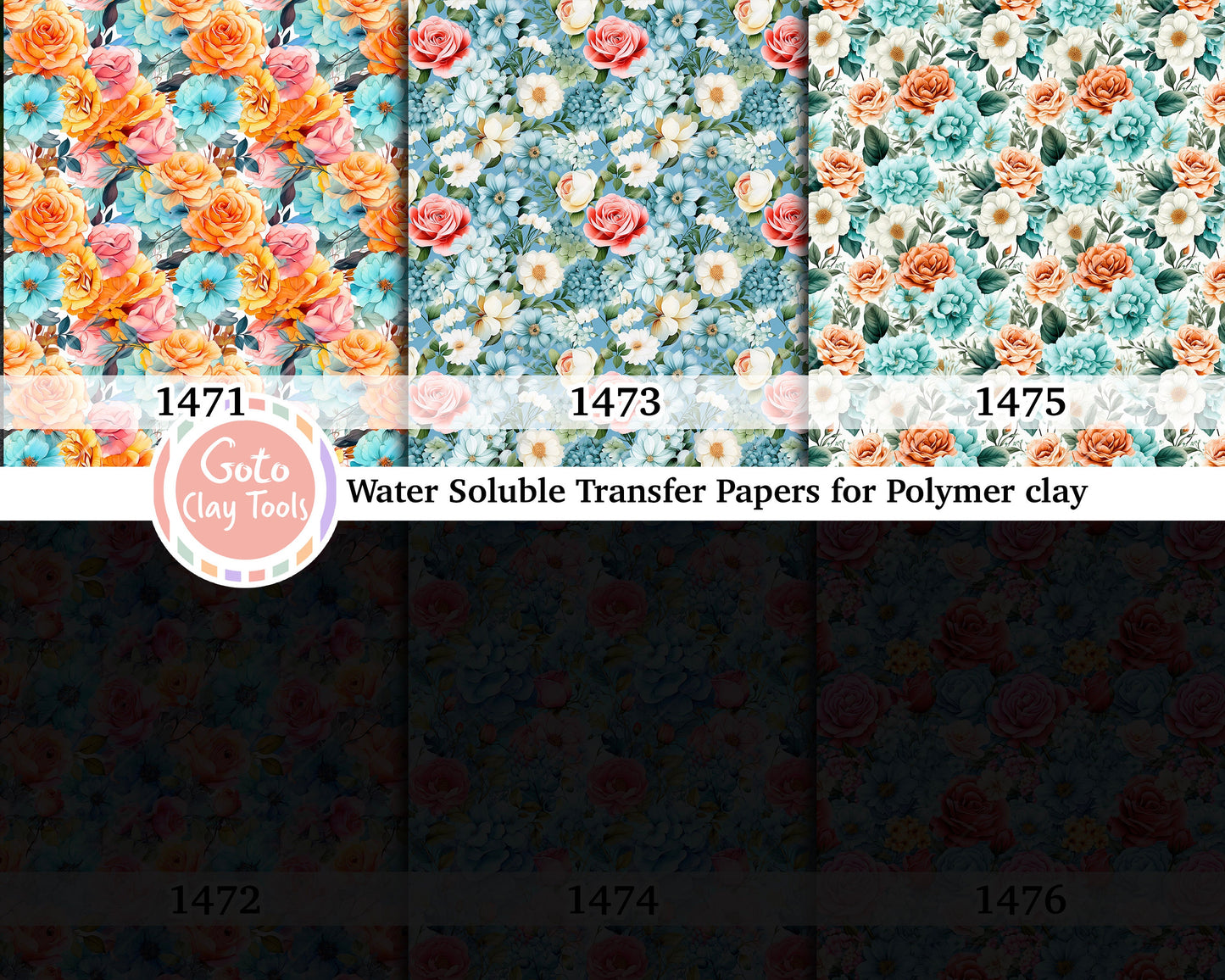 Rose Pattern Water Soluble Transfer Paper for Polymer Clay