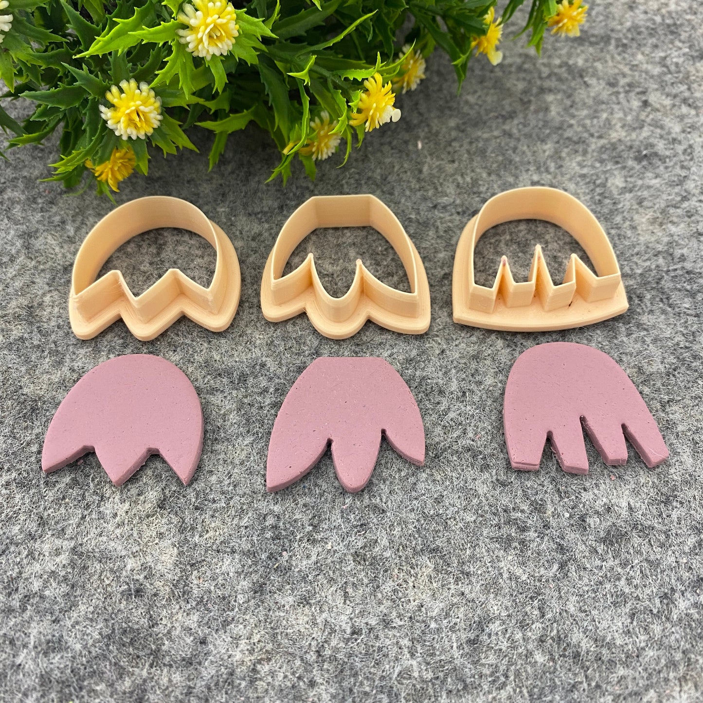 Organic shape tulip clay cutter, polymer clay cutter for earring making #673