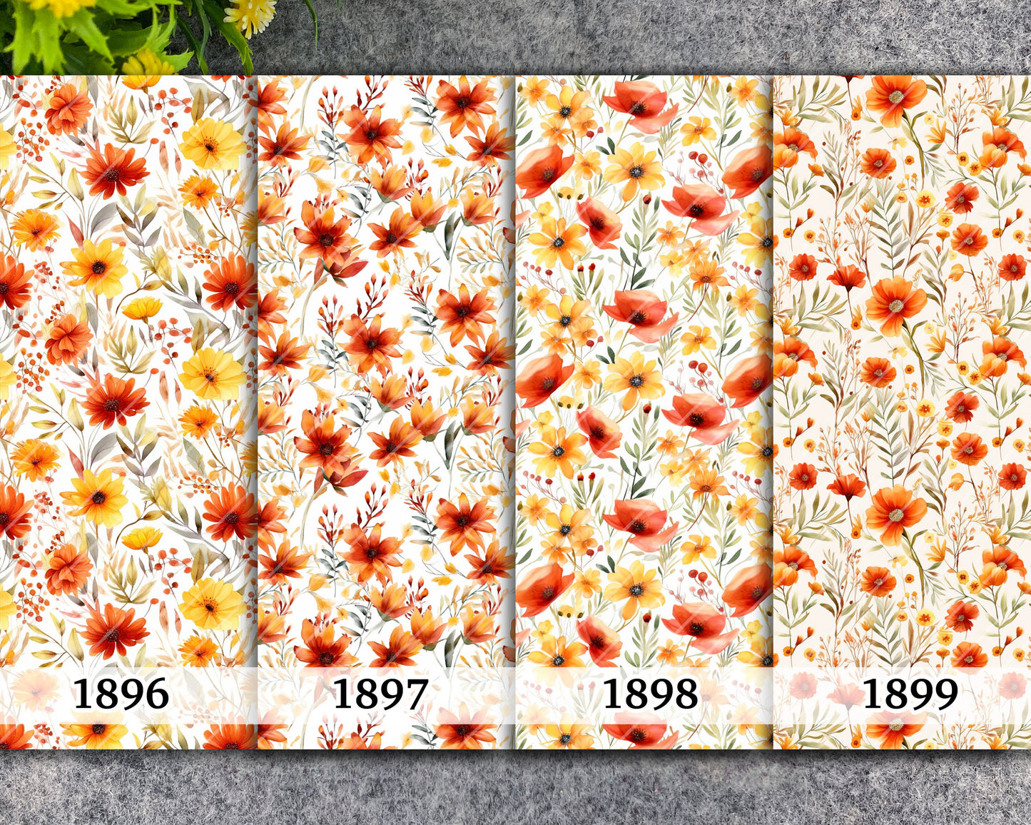 Orange Floral Water Soluble Transfer Paper for Polymer Clay (4x5.5 in