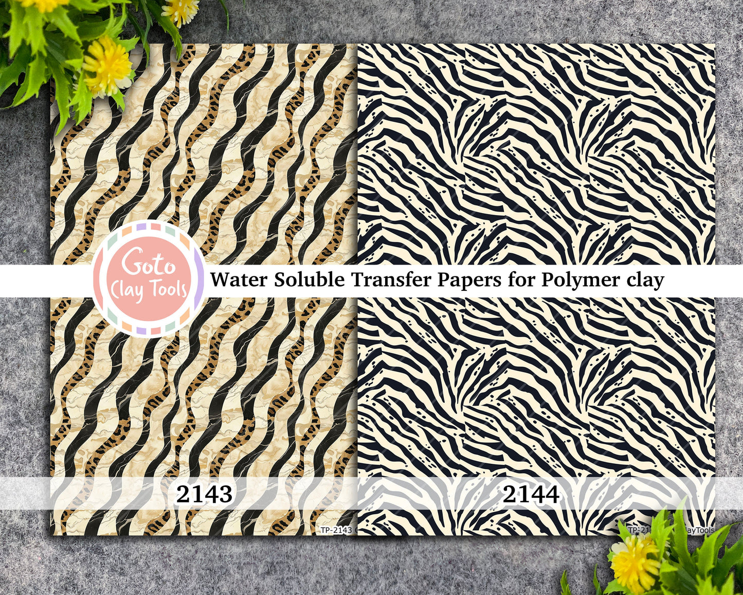 Transfer paper for polymer clay, Zebra animal skin, water soluble transfer paper, polymer clay image transfers, magic transfer paper