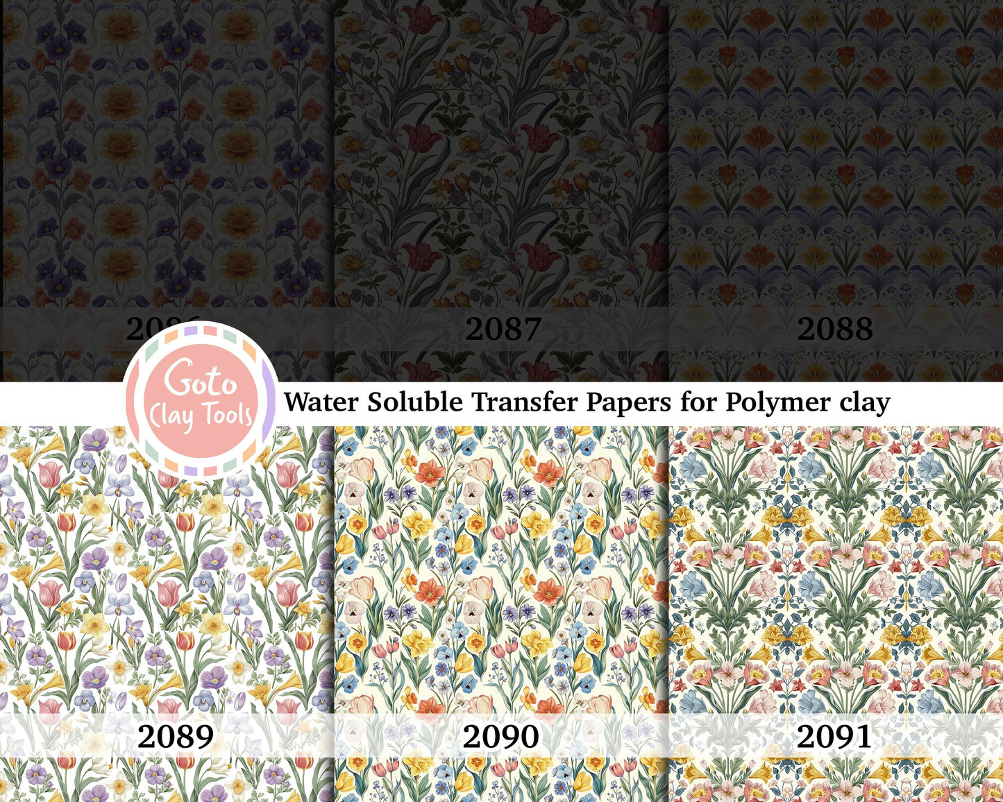 Floral Water soluble Transfer paper for polymer clay, Vintage watercolor flower, polymer clay image transfers, magic transfer paper