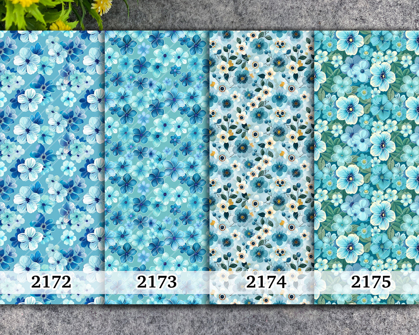 Water soluble Transfer paper for polymer clay, Blue floral pattern, polymer clay image transfers, magic transfer paper