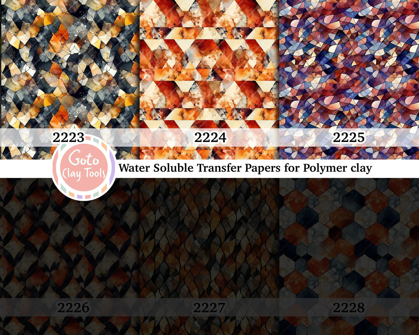 Water soluble Transfer paper for polymer clay, Liquid marble tile pattern, polymer clay image transfers, magic transfer paper