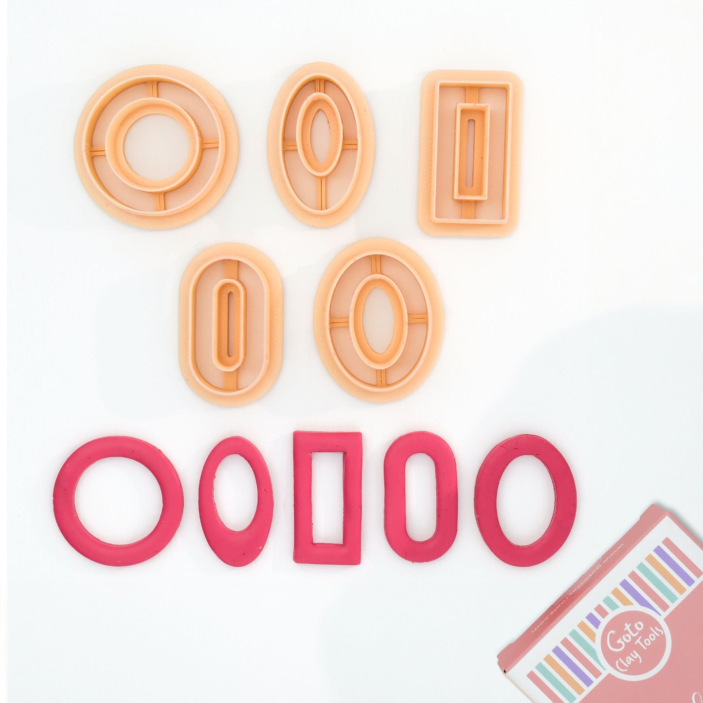 Oval, Round and Rectangle Polymer Clay Cutters for Earrings, Donut Clay Cutters, 32 mm, Set of 5 Cutters CTCMB-1