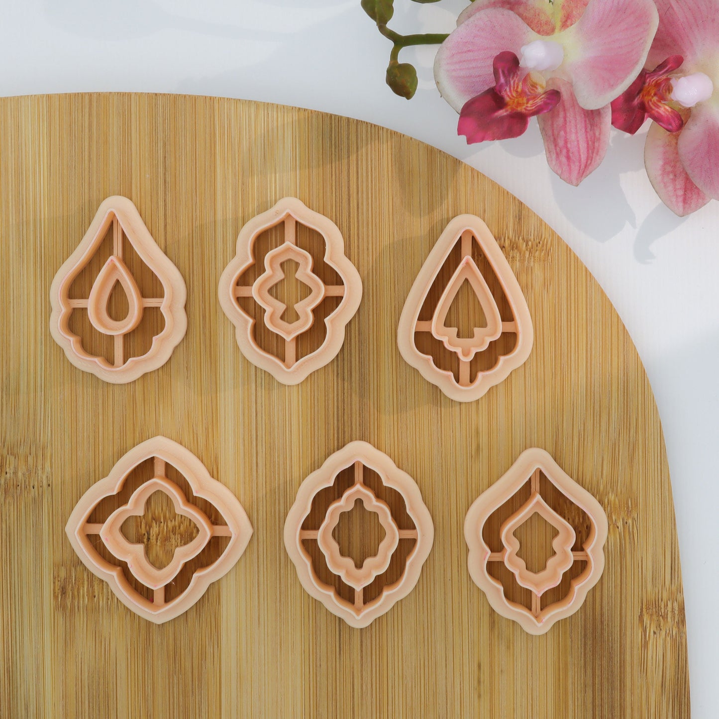 Retro Drop Earring Clay Cutters: Donut & Leaf Shapes, Set of 6