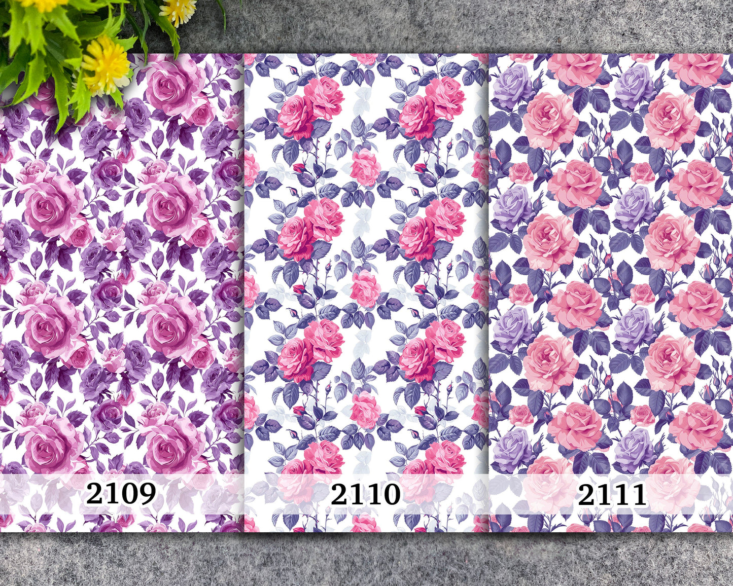 Water soluble Transfer paper for polymer clay, Purple and pink rose floral pattern , polymer clay image transfers, magic transfer paper