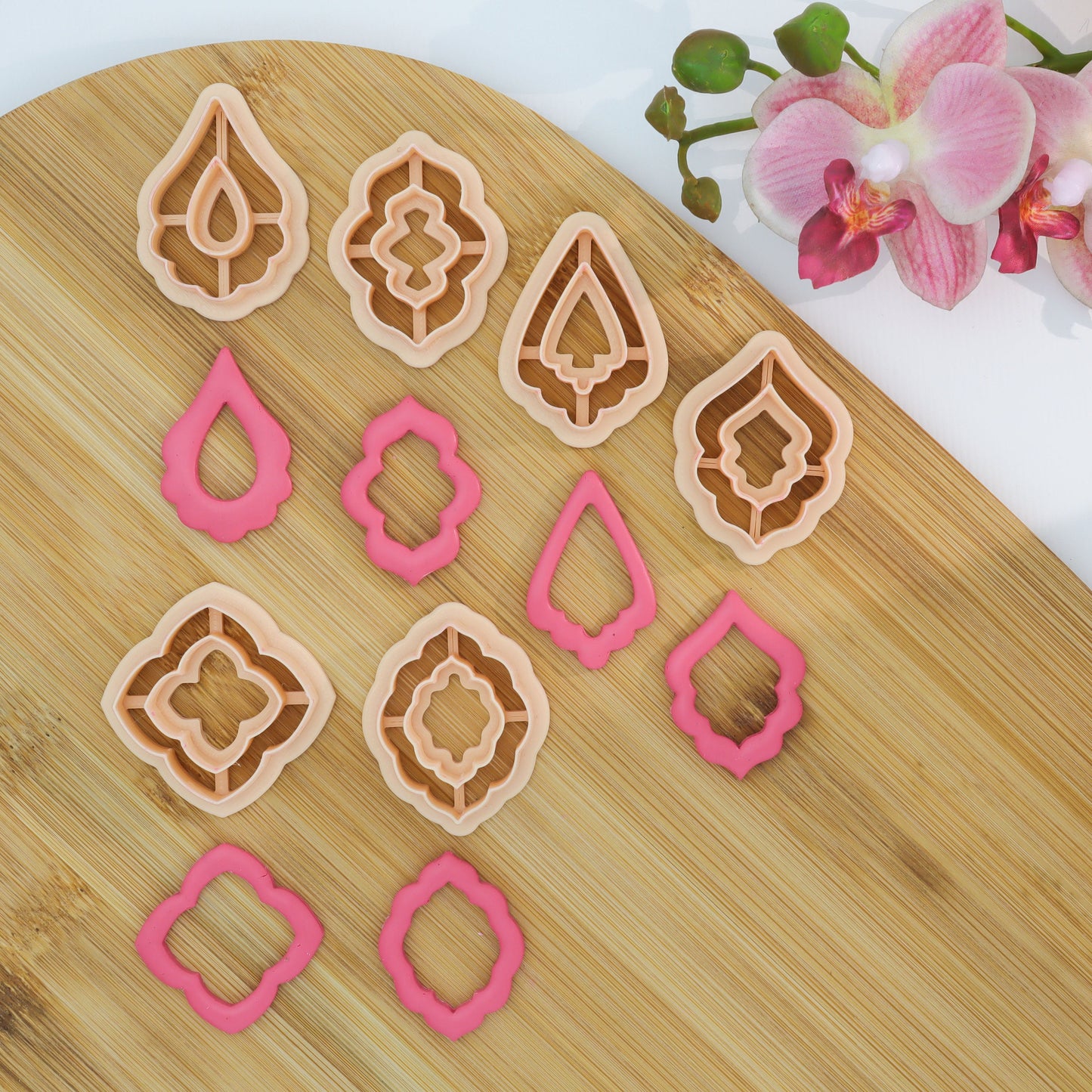 Retro Drop Earring Clay Cutters: Donut & Leaf Shapes, Set of 6