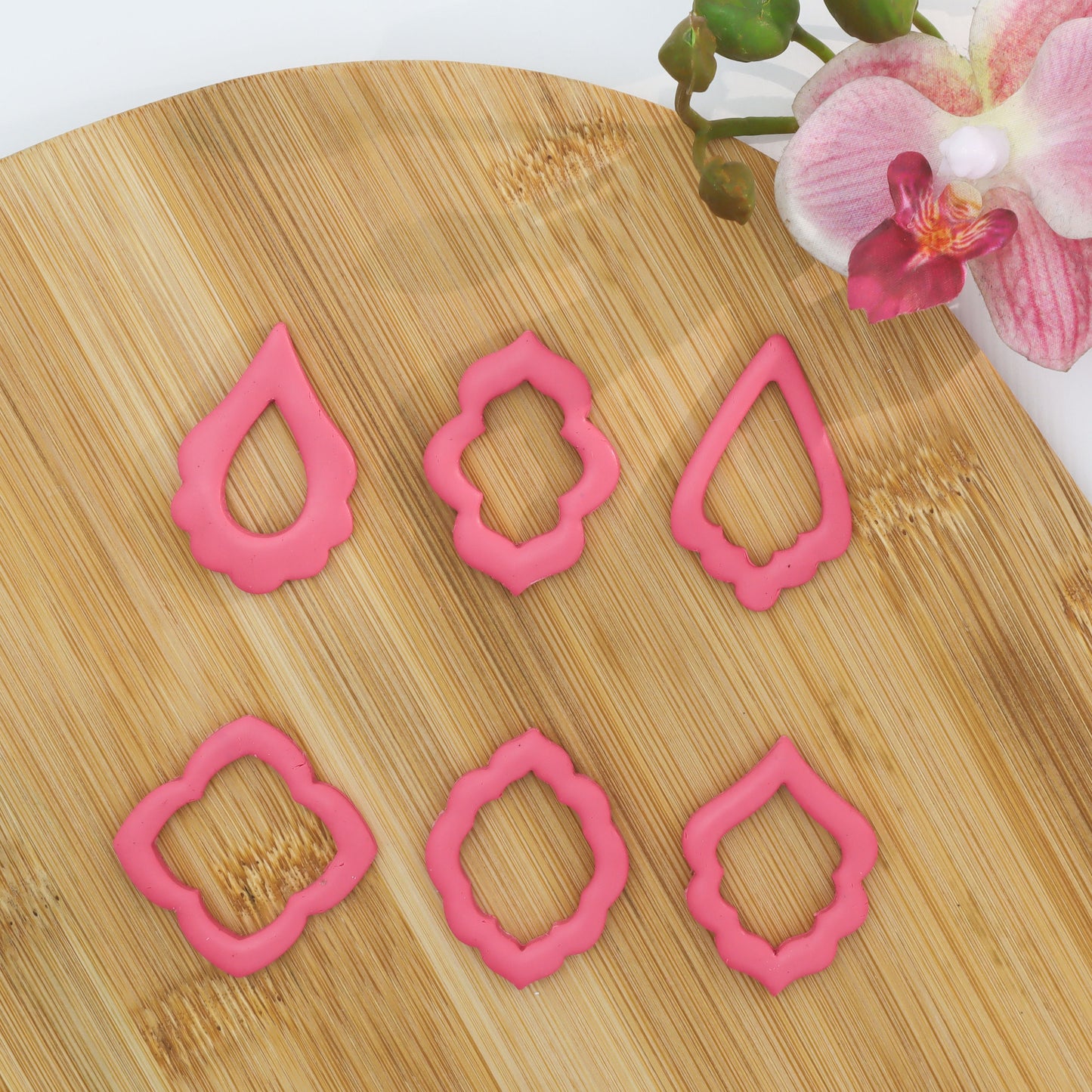 Retro Drop Earring Clay Cutters: Donut & Leaf Shapes, Set of 6