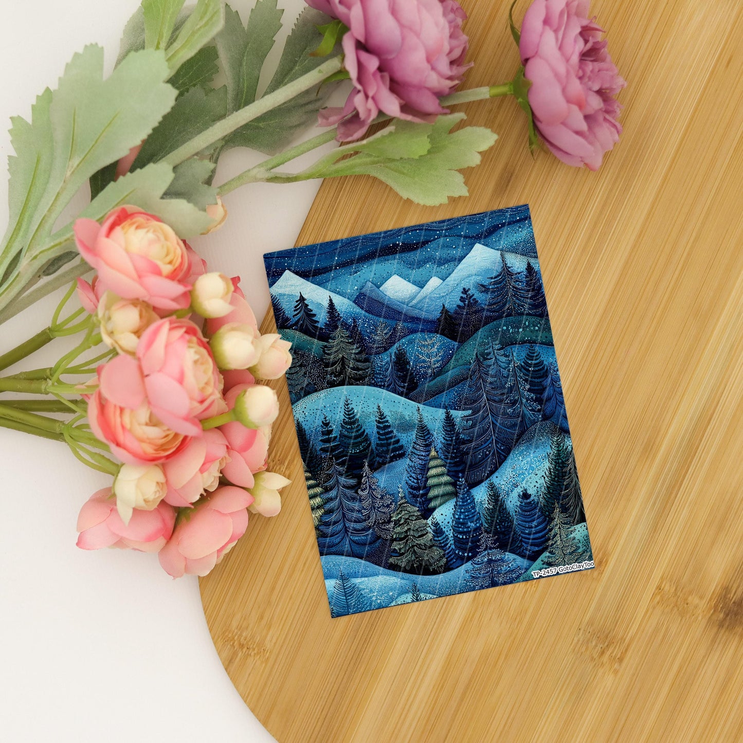 Blue Zentangle Transfer Paper for Polymer Clay (4x5.5 inches)