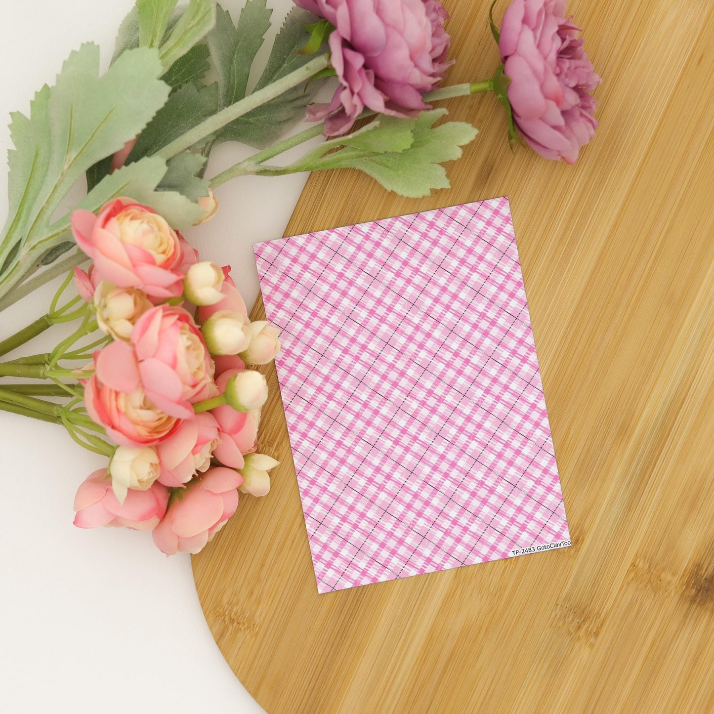 Pink Plaids Polymer Clay Transfer Sheet, Clay Transfer Paper, Valentine Tartan transfer, polymer clay image transfers, magic transfer paper