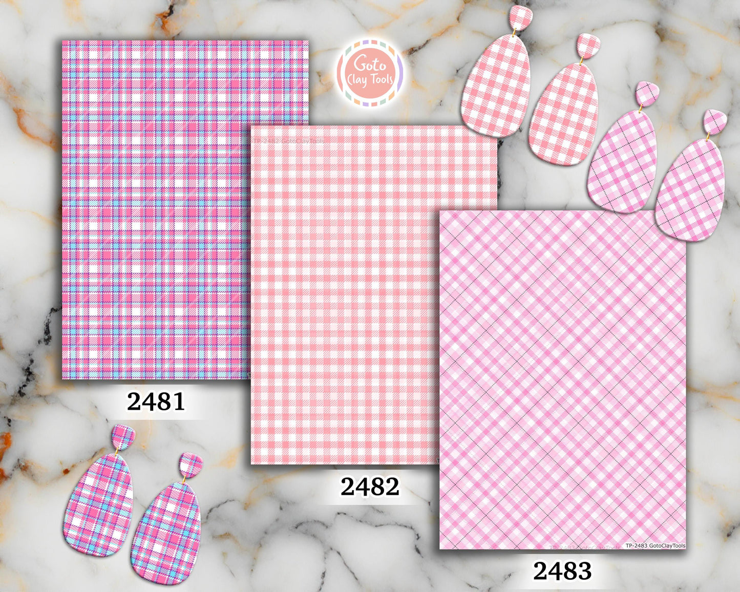 Pink Plaids Polymer Clay Transfer Sheet, Clay Transfer Paper, Valentine Tartan transfer, polymer clay image transfers, magic transfer paper