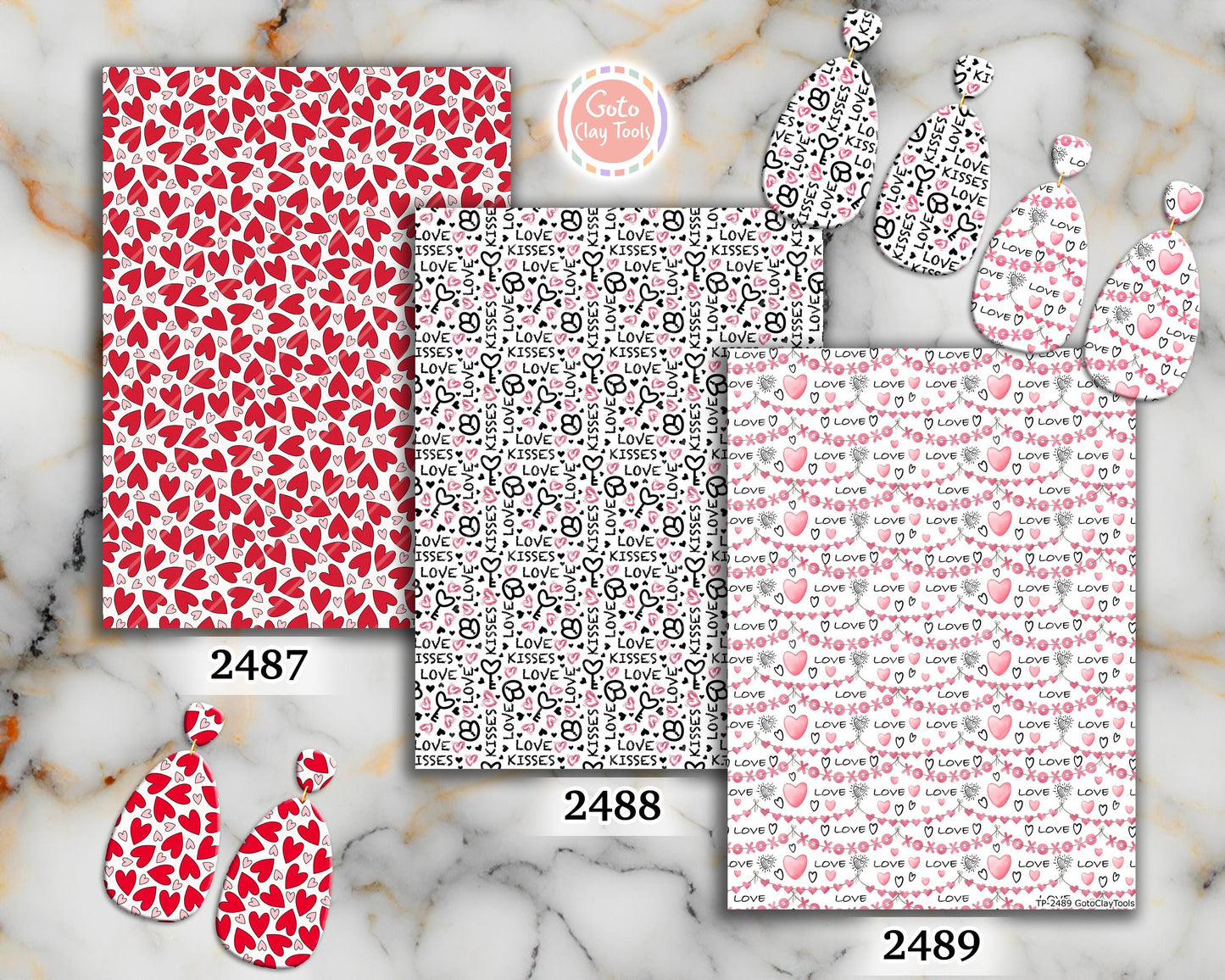 Valentine Heart Polymer Clay Transfer Sheet, Clay Transfer Paper, Heart Clay transfer, polymer clay image transfers, magic transfer paper