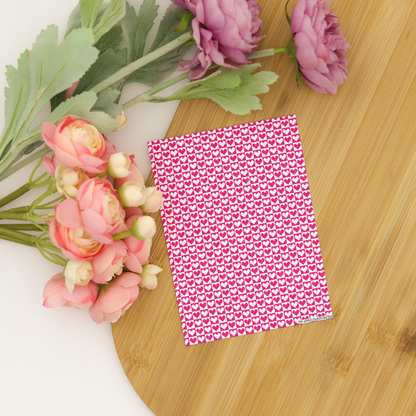 Checkered Heart Polymer Clay Transfer Sheet, Clay Transfer Paper, Heart Clay transfer, polymer clay image transfers, magic transfer paper