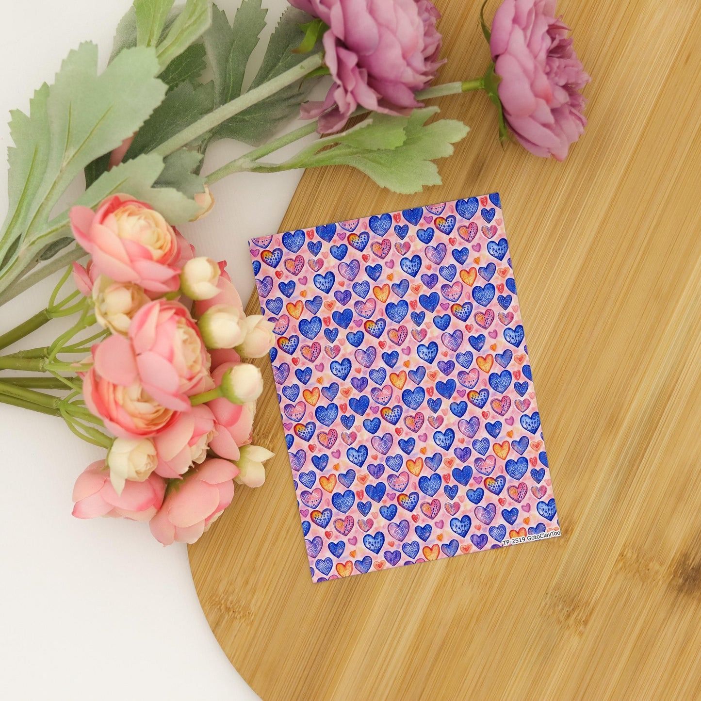 Colorful Heart Polymer Clay Transfer Sheet: Valentine's Day Craft