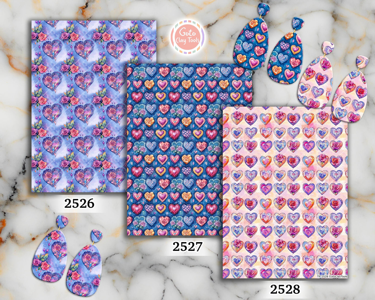 Rose Heart Polymer Clay Transfer Sheet, Clay Transfer Paper, Diamond heart Clay transfer, polymer clay image transfers, magic transfer paper