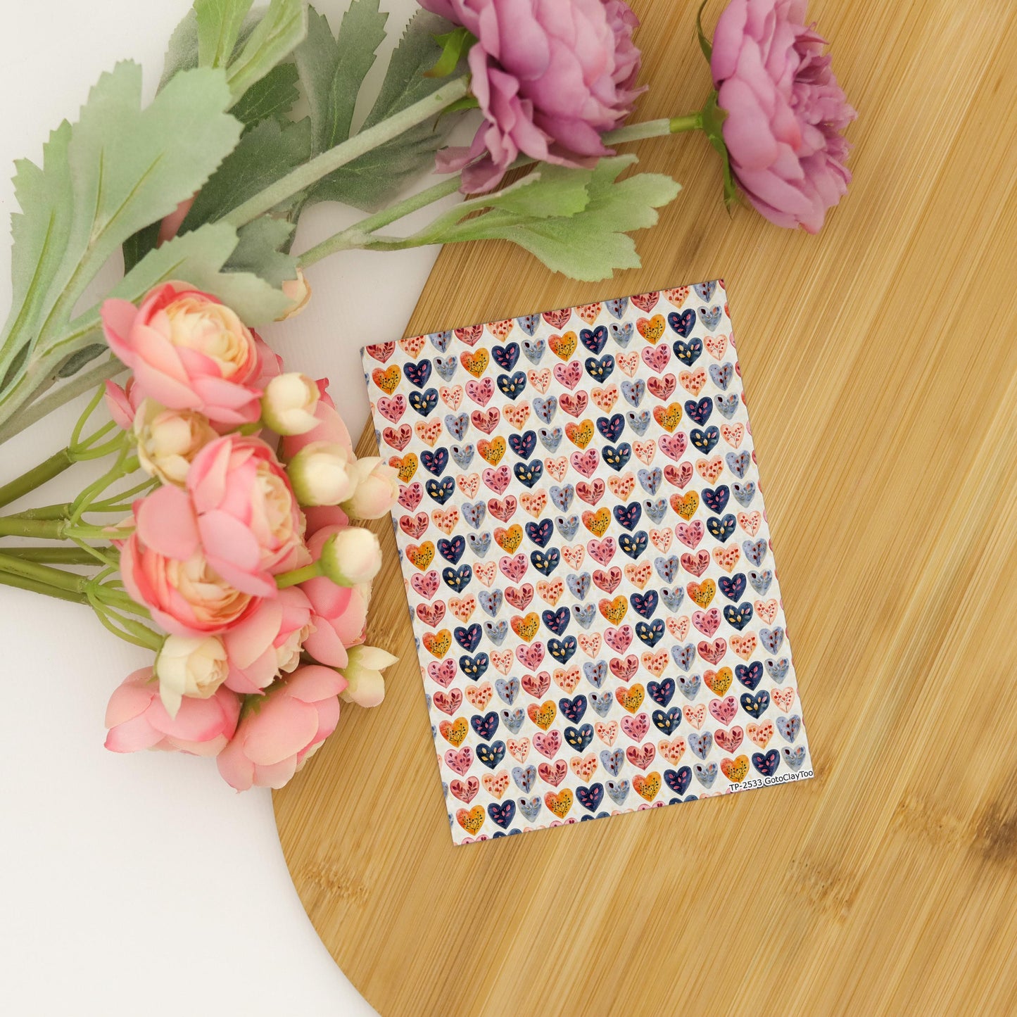 Watercolor Heart Polymer Clay Transfer Sheet, Clay Transfer Paper, heart Clay transfer, polymer clay image transfers, magic transfer paper