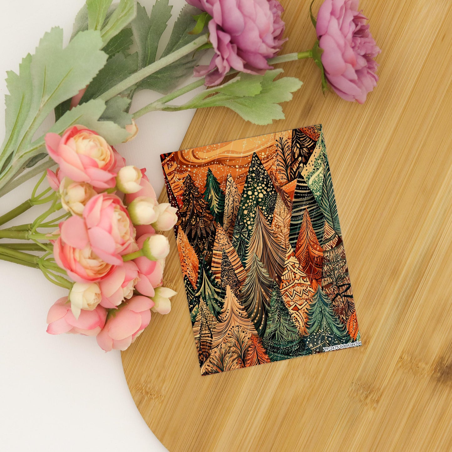 Earthy Zentangle Water Soluble Transfer Paper for Polymer Clay (4x5.5 inches)