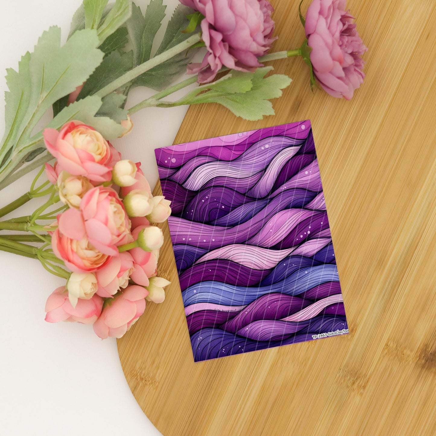 Mauve Zentangle Polymer Clay Transfer Paper: Water Soluble Sheets