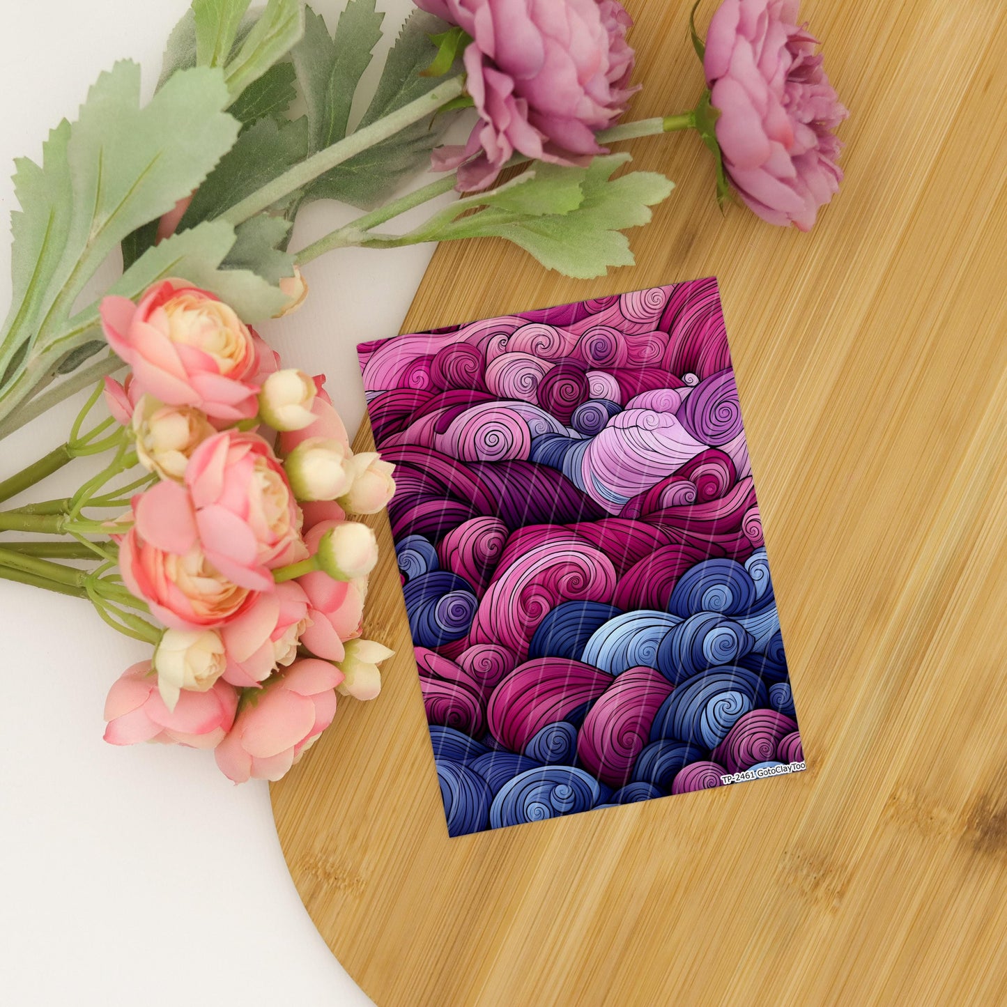 Mauve Zentangle Polymer Clay Transfer Paper: Water Soluble Sheets