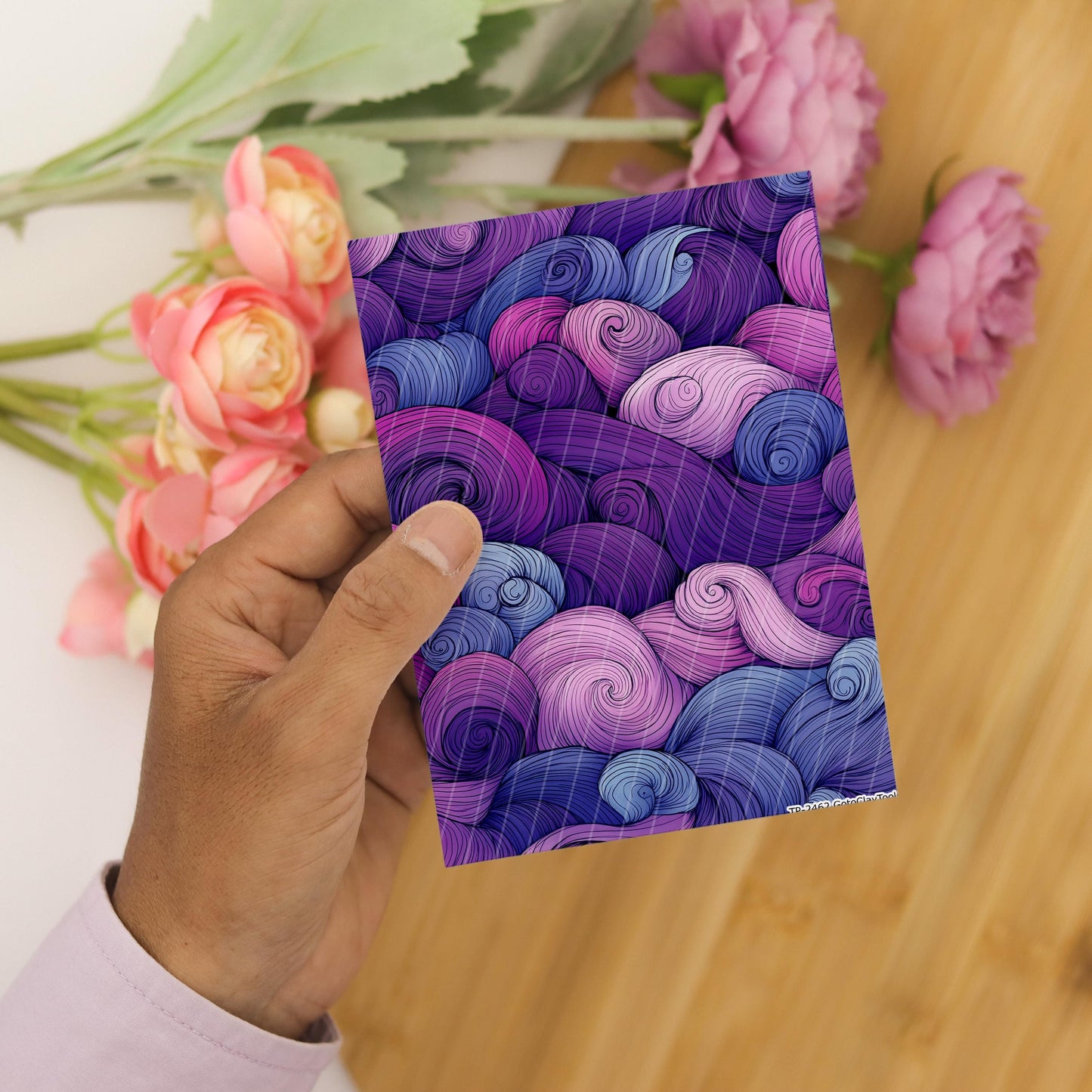 Mauve Zentangle Polymer Clay Transfer Paper: Water Soluble Sheets