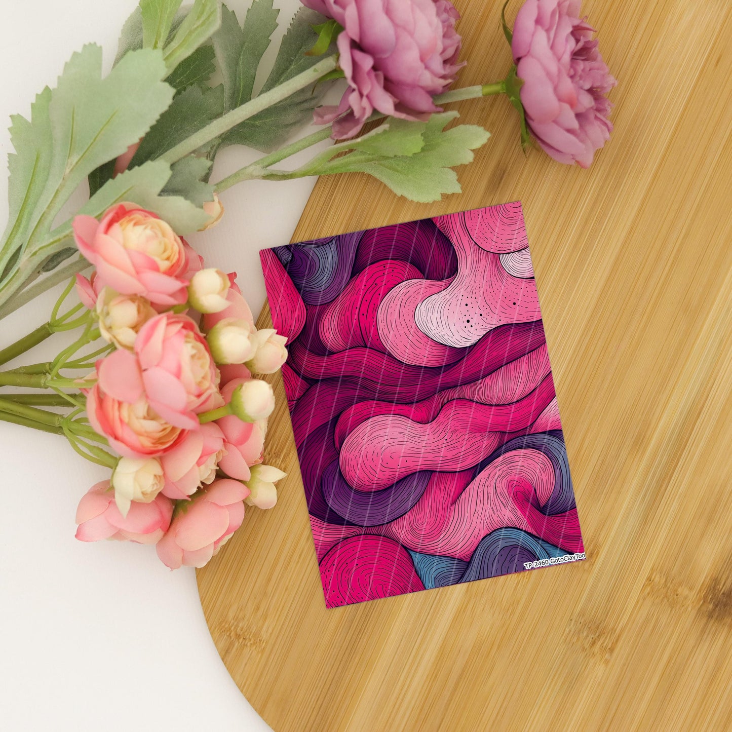 Pink Zentangle Polymer Clay Transfer Paper: Water Soluble (4x5.5 inches)