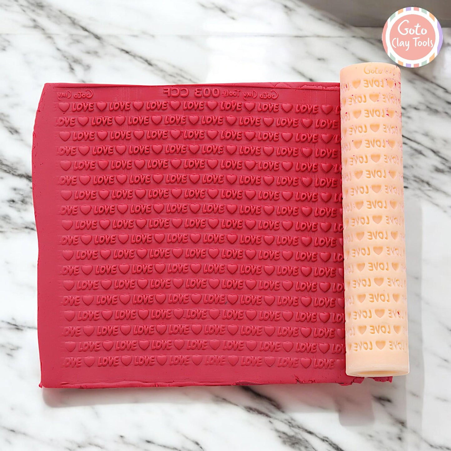 Love Heart Texture Roller: Polymer Clay Valentine Tool #CCF3
